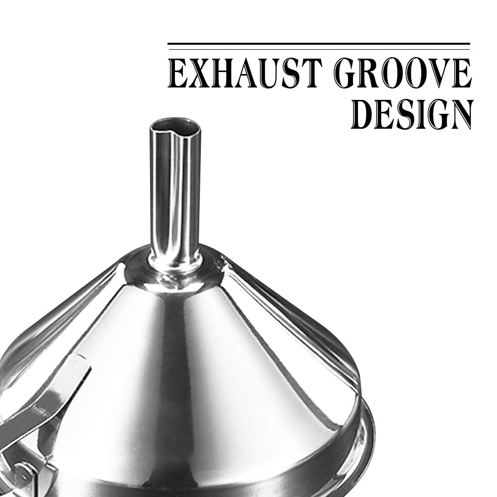 HOXHA Stainless Steel Kitchen Funnel with Removable Strainer/Filter, 5-Inch, Silver image number 1