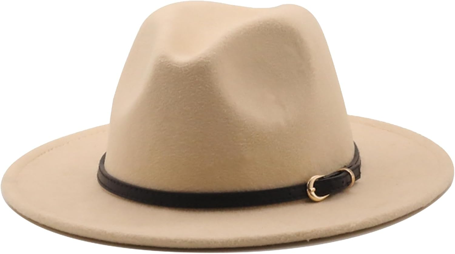 HEYANN Classic Wide Brim Fedora Hat Men Women Wool Felt Fedora Jazz Hat Retro Panama Fedora Hats Gentleman Jazz Cap with Belt Buckle for Beach Party