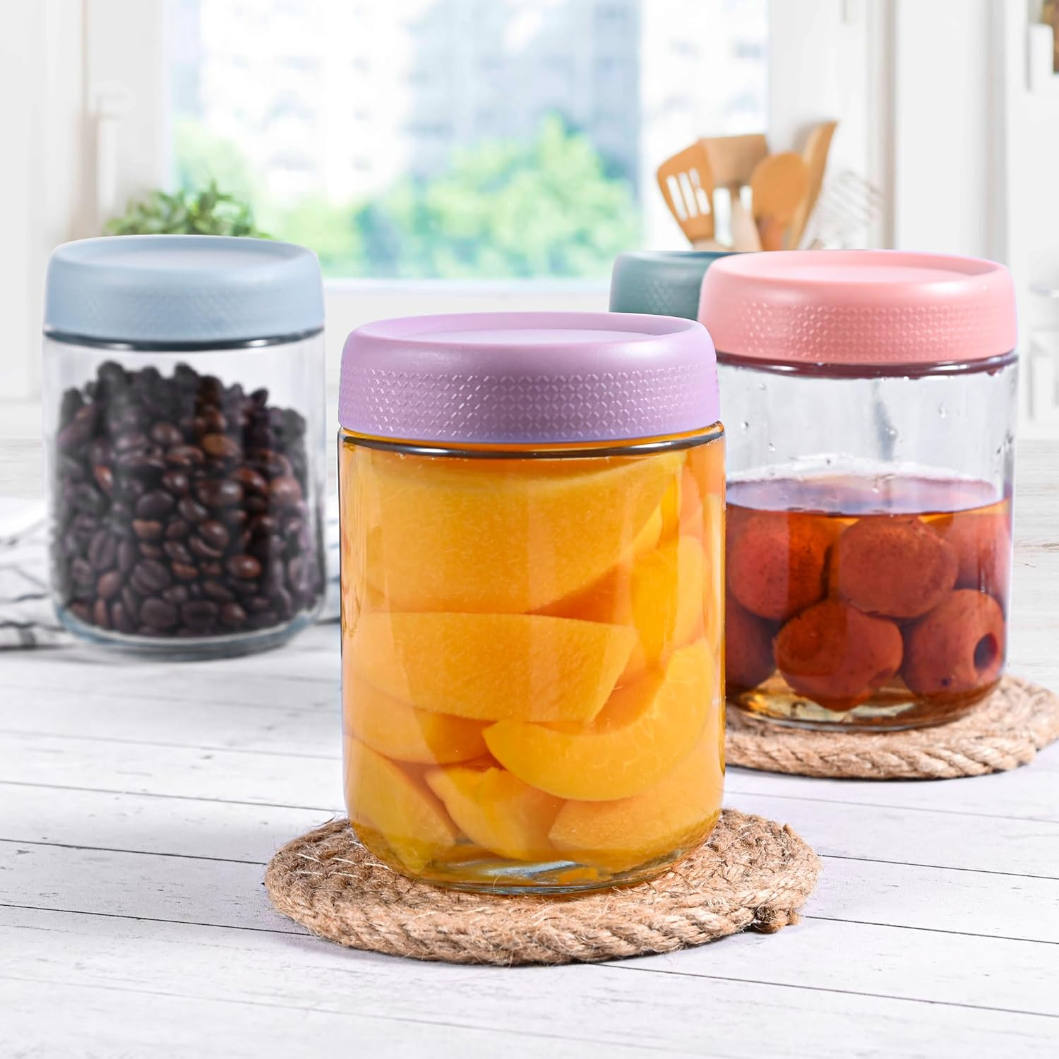 6 Pack Overnight Oats Jars with Airtight Lids, 16Oz(480Ml) Wide Mouth Mason Jars, Leak Proof Clear Glass with Lid, Glass Container Food Storage for Fruit Salad Cereal Snacks Spice image number 5