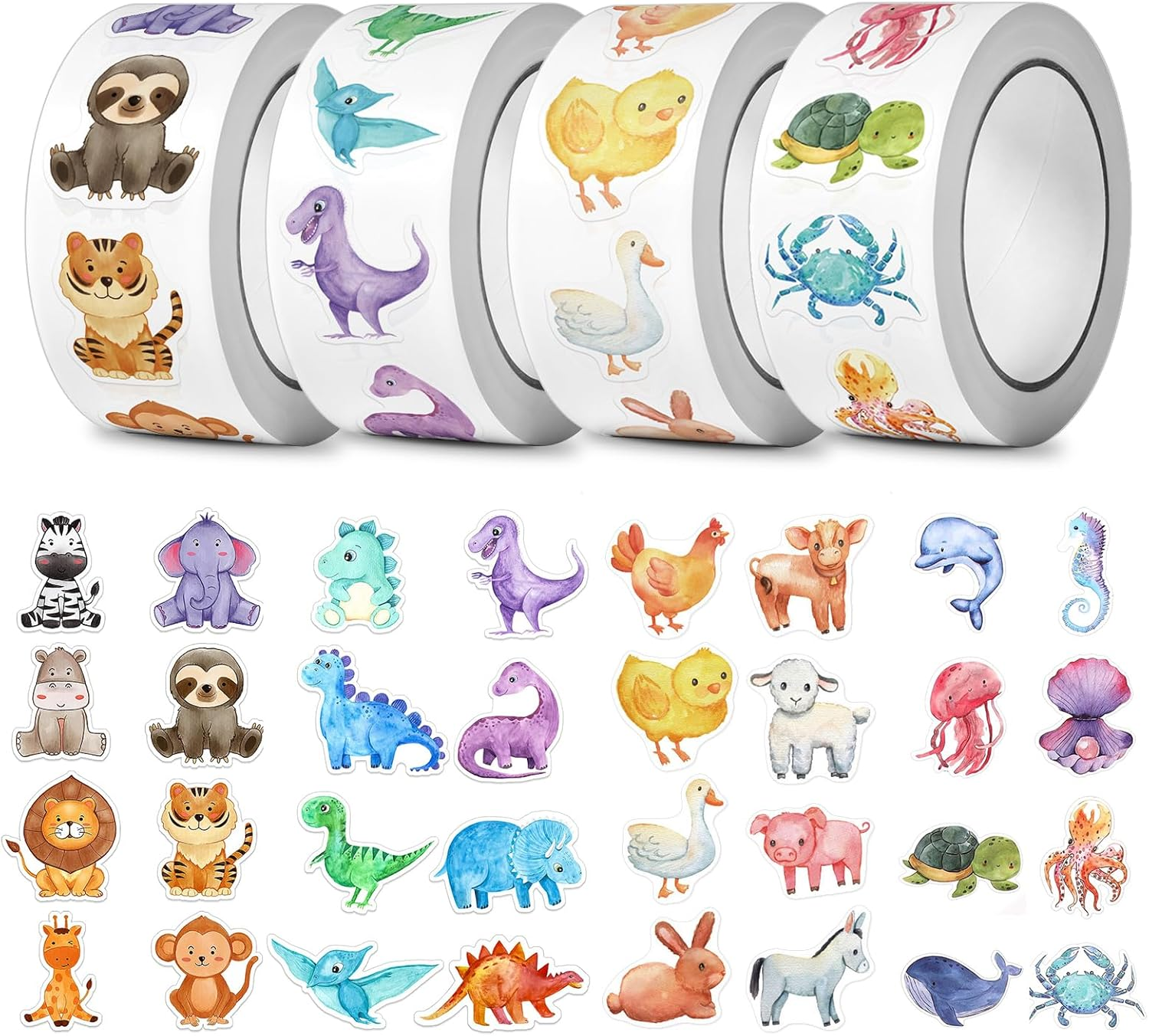 2000 PCS Cute Animal Stickers for Kids Classroom, Stickers Roll for Water Bottles, Home Rewards Stickers, Party Favors