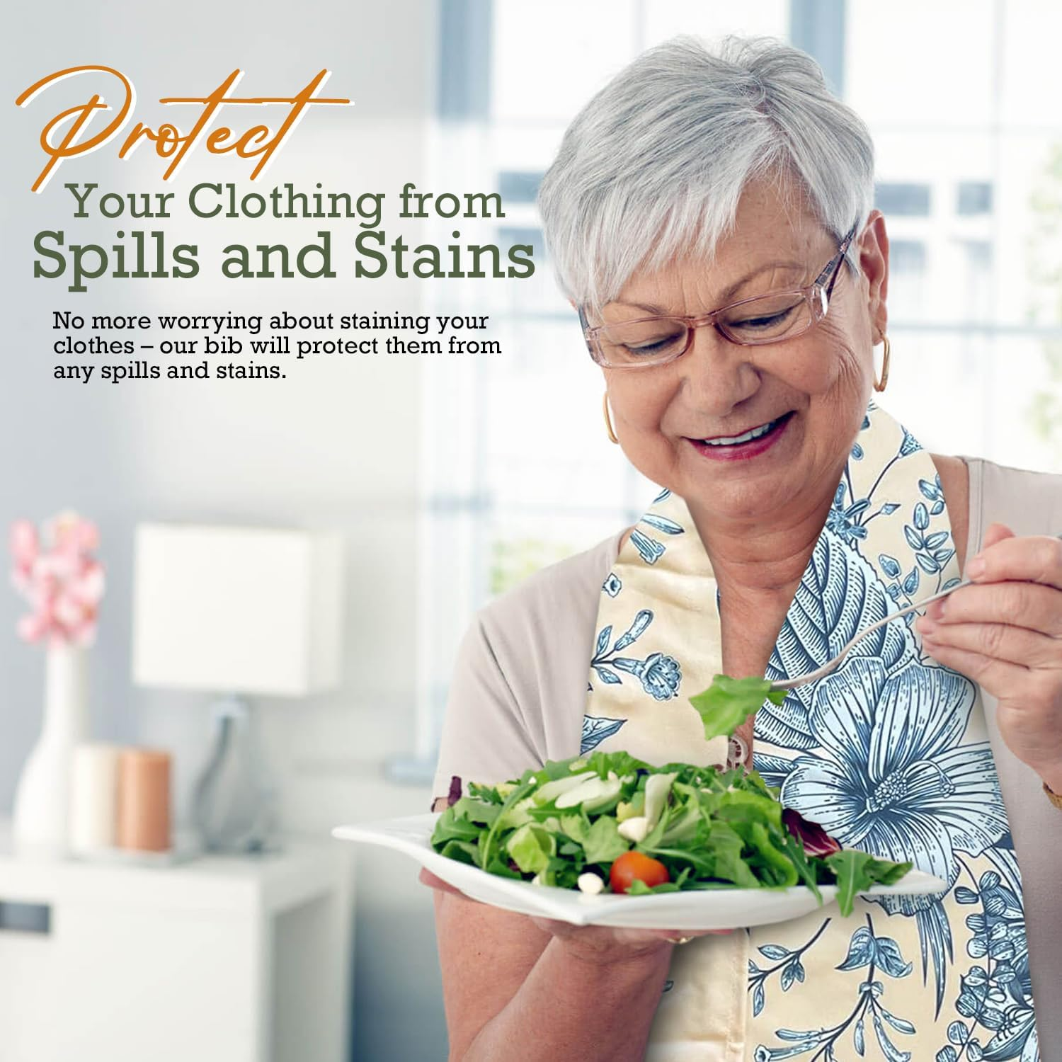 Dignity Bib &ndash; Adult Bibs for Elderly Men & Women&ndash; Washable 100% Microsuede Fabric &ndash; Elegant, Soft &ndash; Perfect for Dining &ndash; Snap Closure &ndash; Water and Stain Resistant