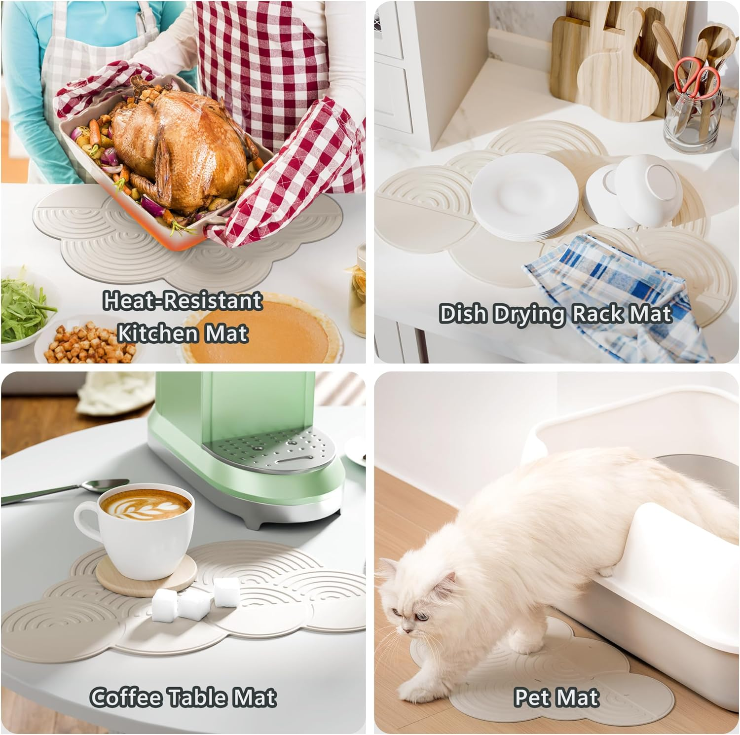 Li&Zhao Dish Drying Mats for Kitchen Counter - Dish Mat Drying Kitchen Mat Silicone Drying Mat Silicone Mats Dish Rack Mat Dish Drainer Mat image number 5