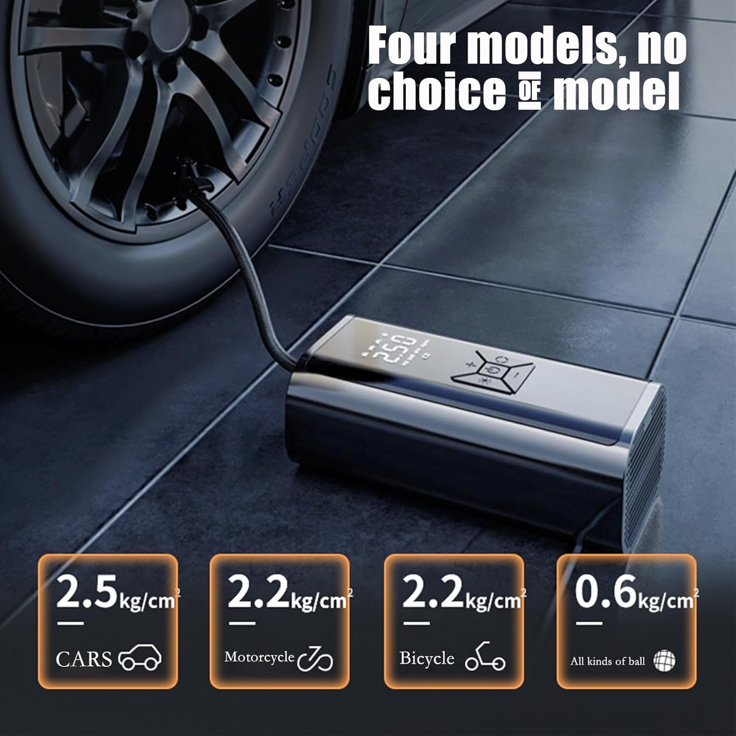 Tire Inflator Portable Air Compressor with Digital Pressure Gauge, Rechargeable Battery, 150PSI Portable Tire Inflator for Car, Cordless Bike Tire Pump image number 5