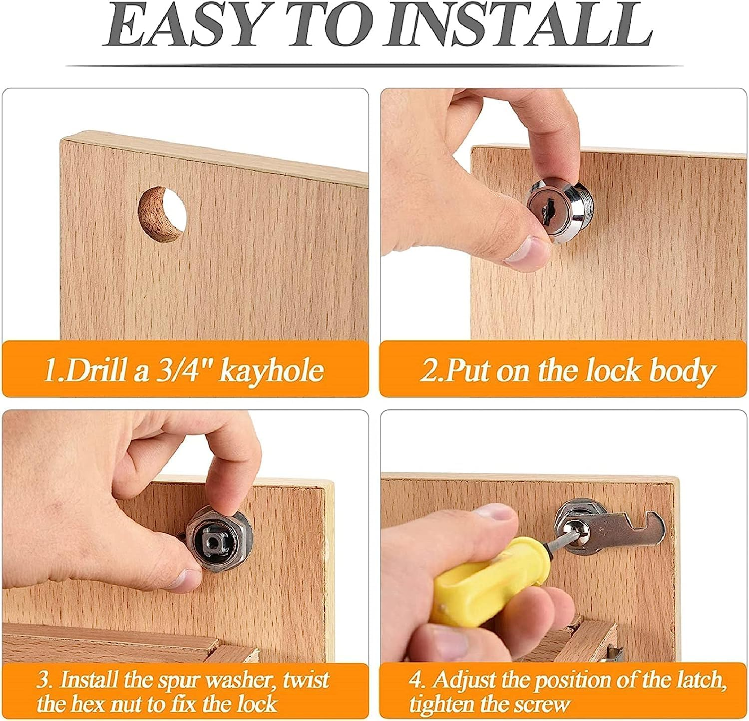 2 Packs Cabinet General Tubular Cam Lock Key Set, Keyed 5/8 Inch Hardware Locks with Keys, Removable 3/4 Inch Cylinder Mailbox Toolbox Replacement Tumbler Lock 16Mm Mail Box Locks image number 4