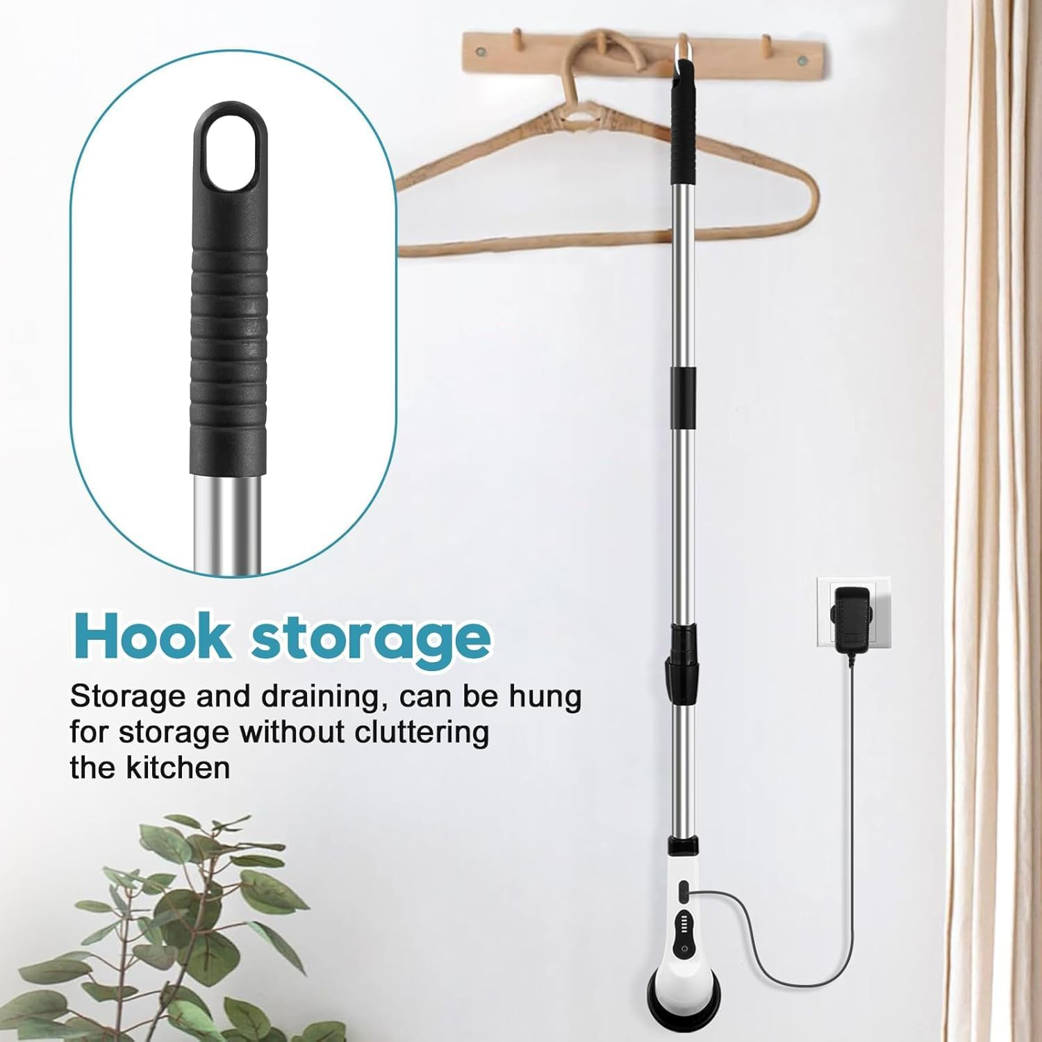 Electric Spin Scrubber, Cordless Electric Cleaning Brush Set &ndash; 9 Replaceable Drill Brush Heads, Upgraded Extension Handle, Powerful Scrubber for Bathroom, Kitchen, Tiles, Floor (White) image number 1