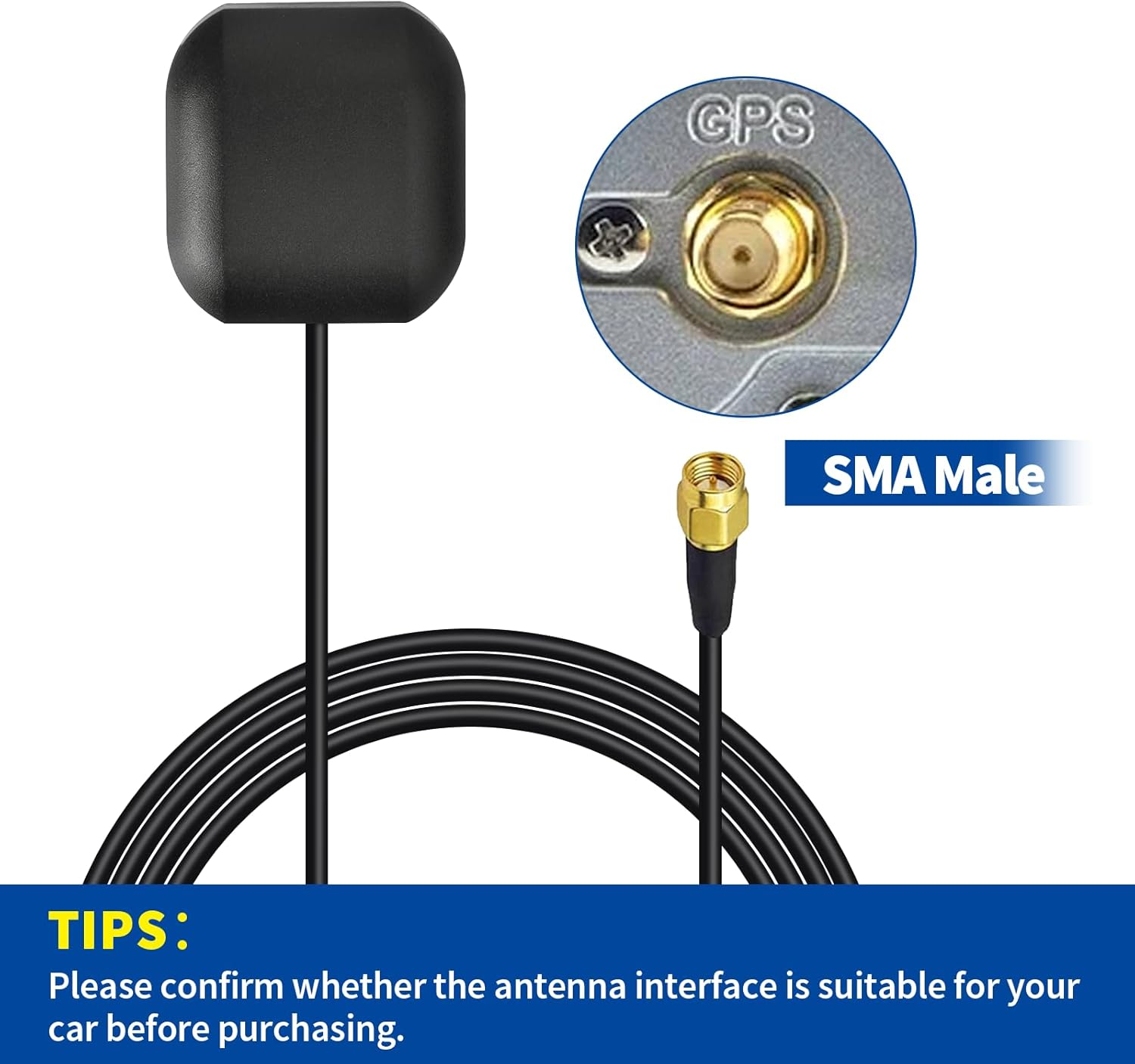 Bingfu GPS Aerial Vehicle Waterproof Active GPS Antenna with SMA Male Connector for Car Stereo Head Unit GPS Navigation System Module Truck Marine Boat GPS Tracker Locator Real Time Tracking Device - Cable image number 7