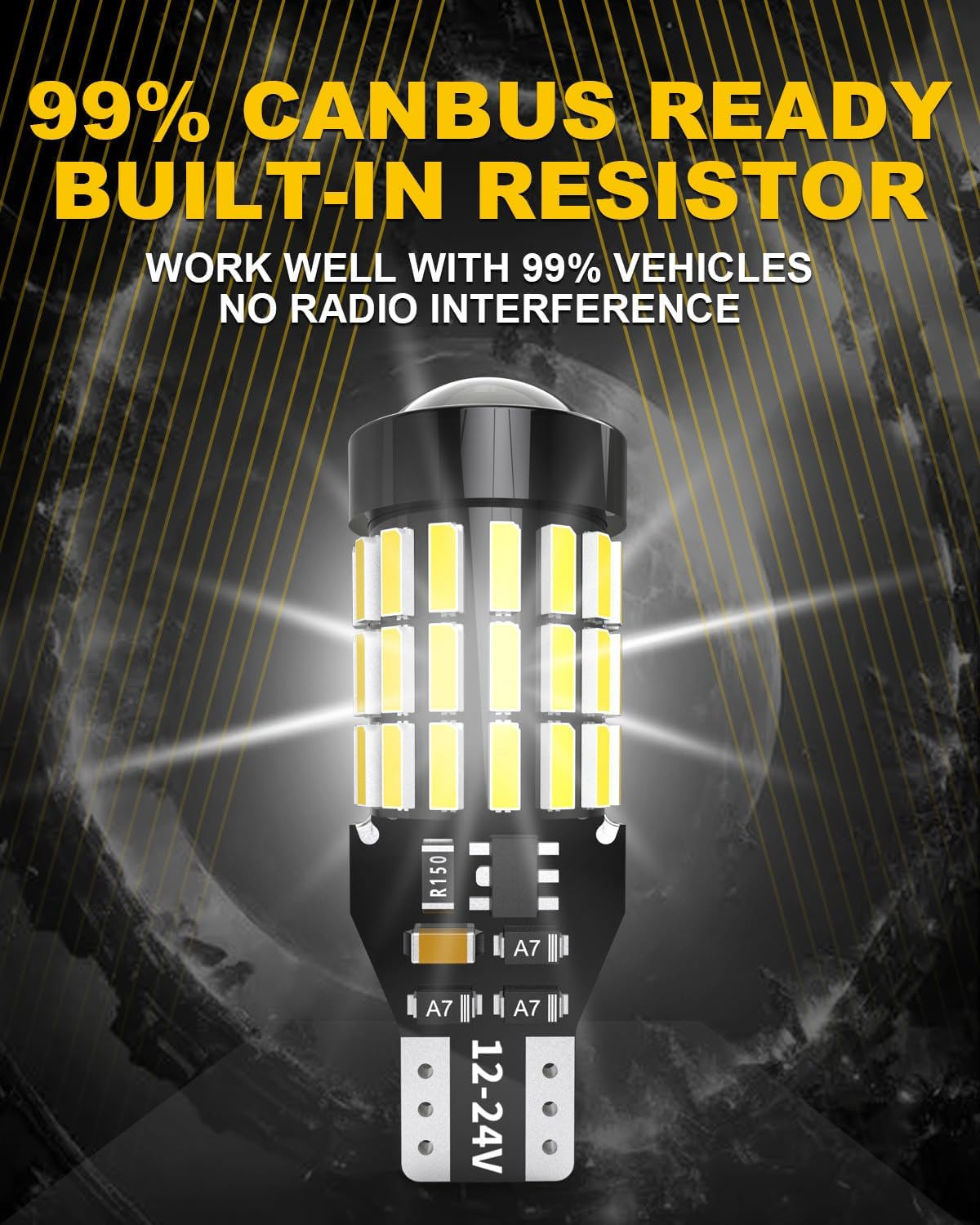 W16W T15 LED Bulb, OUSHI 800% Brighter Canbus Error Free 12V 24V 6000K White 3000LM Upgrade 921 912 LED Bulb for Car Backup Reverse Parking Tail Light Bulb, Pack of 2 image number 1