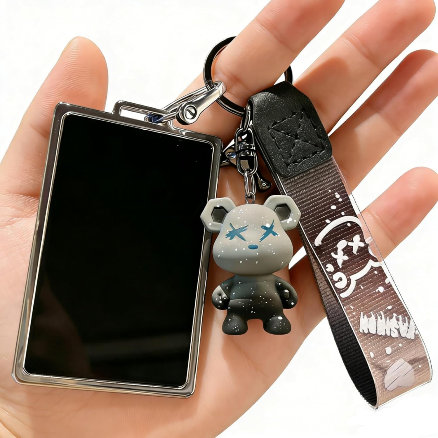 For Tesla Key Card Holder TPU Car Key Fob Cover Protector Case with Bear Pendant for Model 3/Y/S/X Accessories
