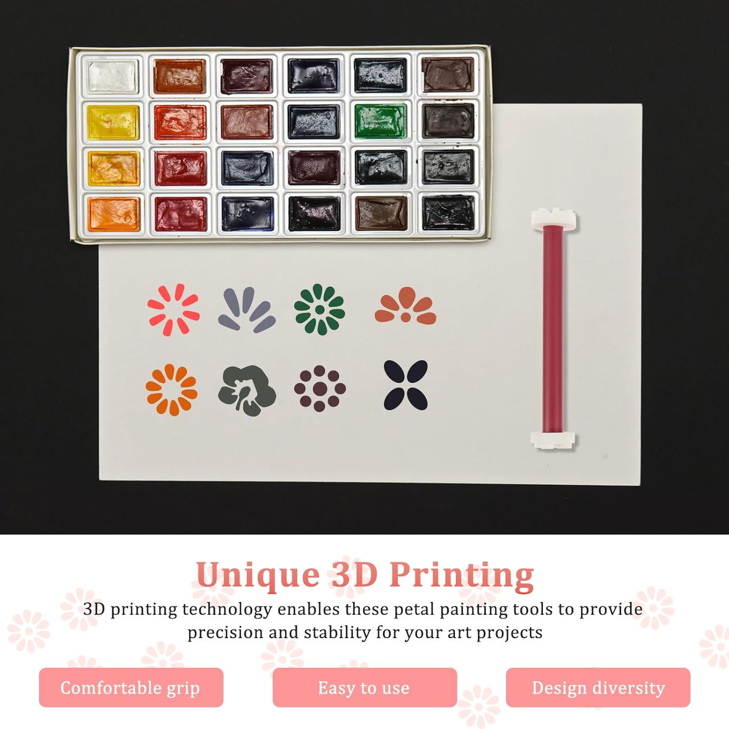 ZFLYCANP 10Pcs Plastic Flower Dotting Tool, 3D Printing Double-Tip Floral Painter, Reusable Embosssing Tools for Painting Dots, Mandala Dot Art Tool for Rocks, Dotting Pens for DIY Graffiti image number 5