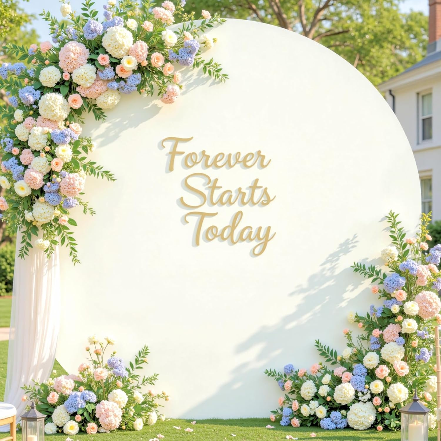 7.2 FT Ivory round Backdrop Cover for Circle Balloon Arch Stand Stretchy Circle Arch Backdrop Covers for Wedding Arch Baby Shower Birthday Party Photo Shoot Photography Arch Background Decorations image number 5