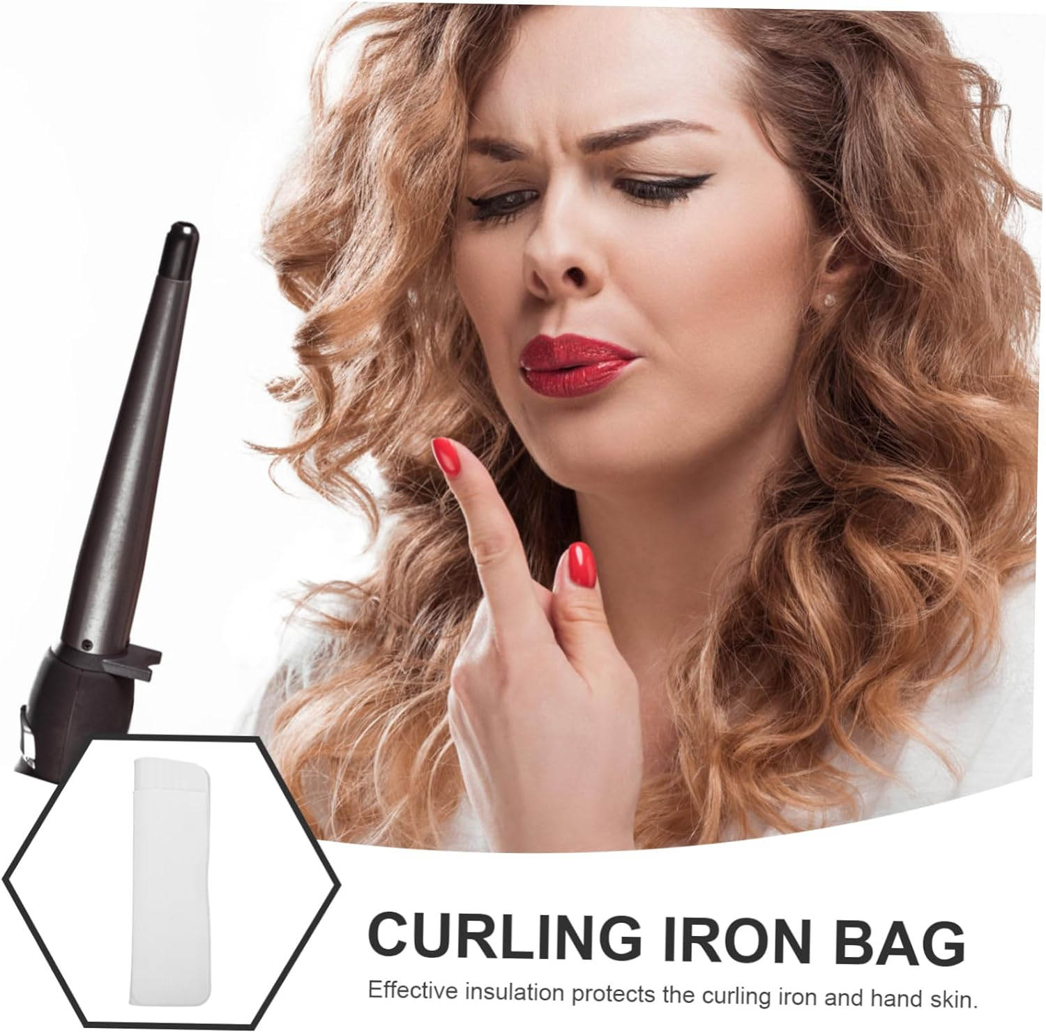 FOYTOKI Curling Iron Holder Heat Mat Travel Case Silicone Pouch for Hair Straightener - Pink image number 2