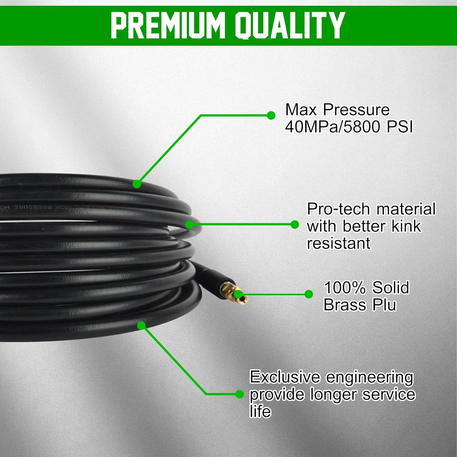 Pressure Washer Hose for Karcher, 10 M Pipe Cleaning Set Suitable for K2, K3, K4, K5, K6, K7 Including 180 Bar Pressure Washer Replacement Hose with Click Quick Connect Plug System (10 M) image number 5