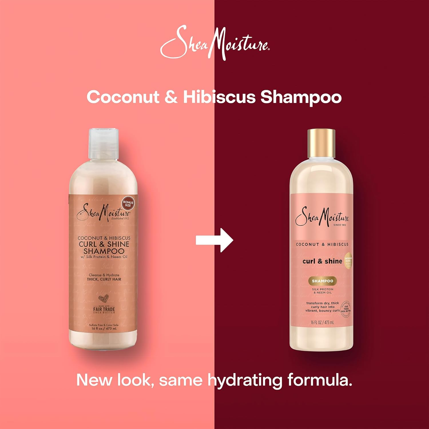 Sheamoisture Coconut & Hibiscus Curl & Shine Shampoo for Bouncy Curls, Frizz Control, 16 Oz image number 2