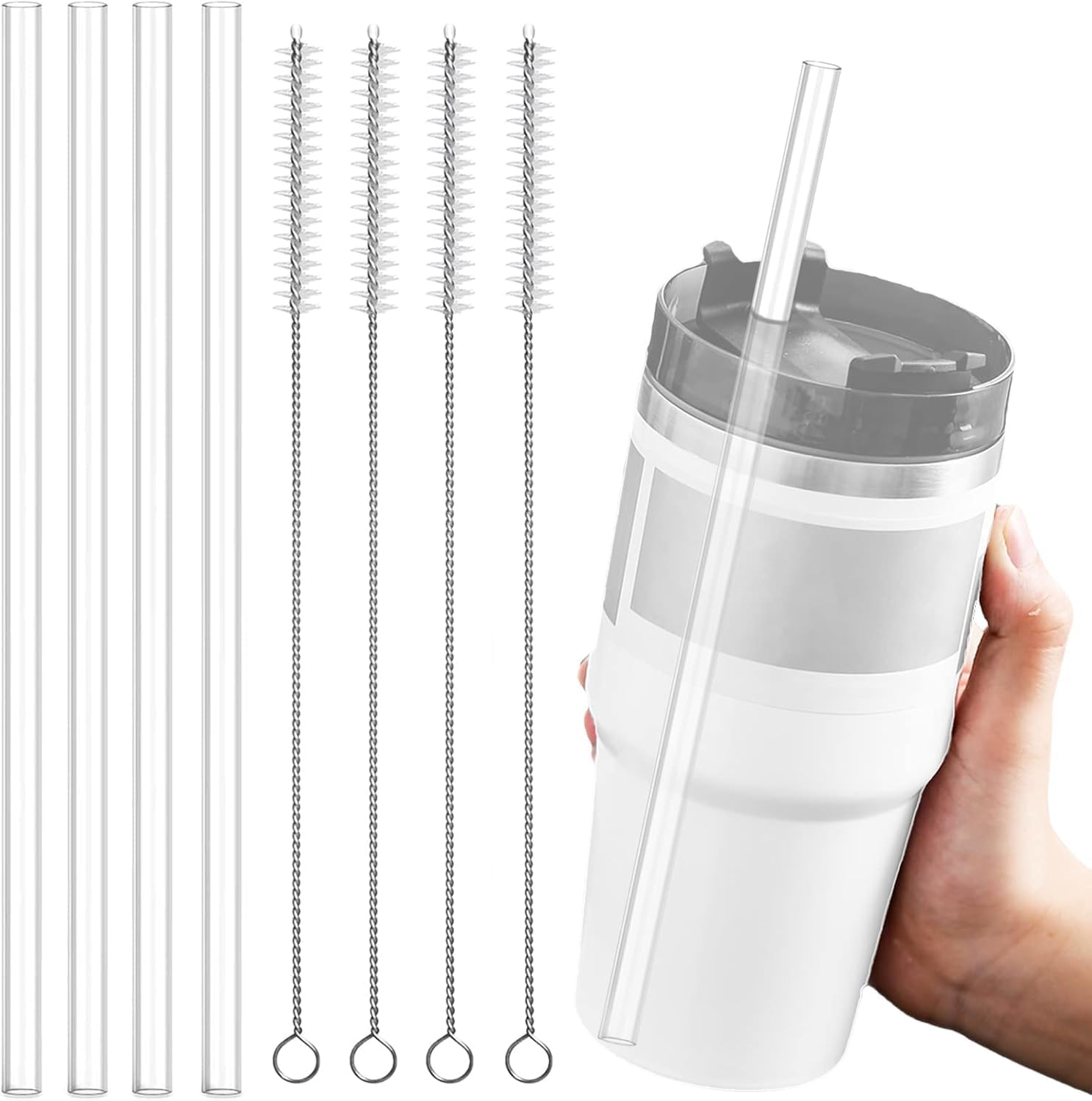 Replacement Straws, 4 Pcs Reusable Straw, Water Bottle Straw Replacement for Hydro Flask Wide Mouth Bottle (40Oz-18Oz) image number 2