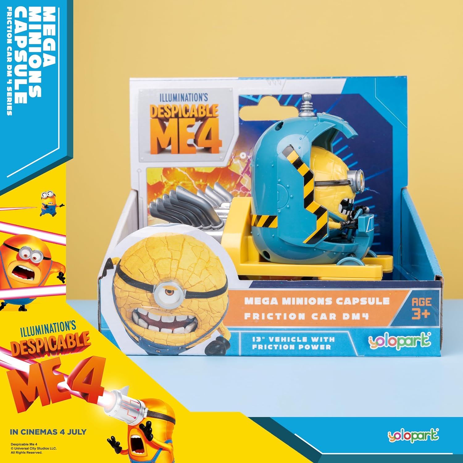 Minions Despicable Me 4 Toys,Minion Mega Jerry Capsule Toy Cars Gifts for Toddler Boys and Girls Age 3 4 5 6 7 8 Year Old, Friction Powered Cars Pull Back Minions Action Figure Party Favors image number 1