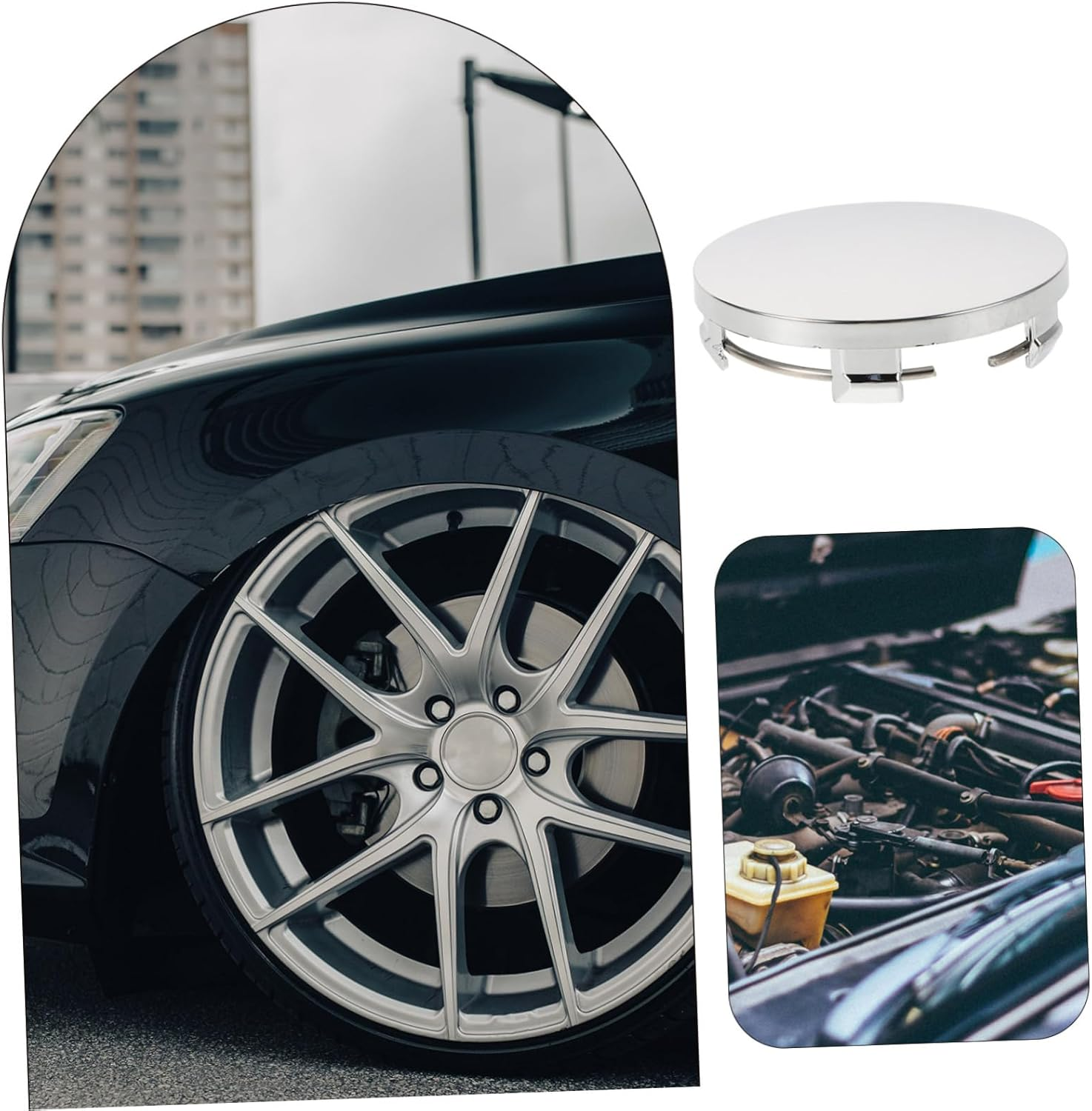 ELAYARD 4Pcs R60 Electroplated Wheel Center Caps 60Mm Outer Diameter 56Mm Inner Diameter Car Hubcaps Replacement Set for Automotive Wheel Hub Modification and Decoration image number 1