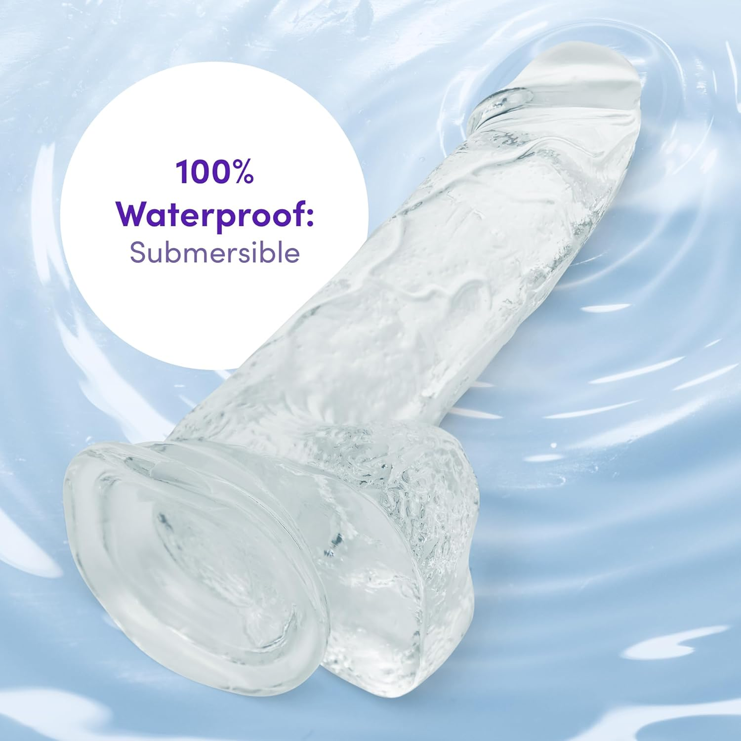 Lovehoney Realistic Dildo &ndash; 8 Inch Suction Cup &ndash; Firm G-Spot and Anal Dildo with Balls - Adult Sex Toy for Men, Women & Couples &ndash; Harness Compatible Strap on &ndash; Waterproof - Clear image number 6