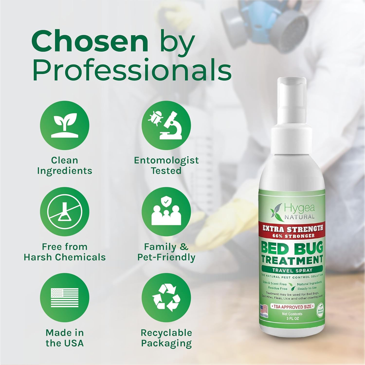 Hygea Natural Extra Strength Bed Bug Travel Spray 3 Oz - TSA Approved Size - for Hotels, Suitcase, Backpacks - Fast Acting Protection - Children & Pet Safe - Non Toxic & Odorless image number 6