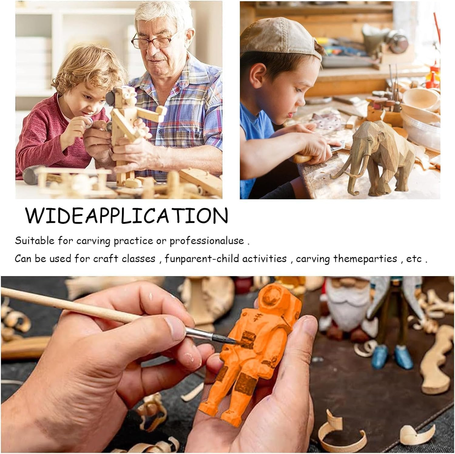 14 PCS Wood Carving Blocks, Basswood, Rectangular, 10 X 2.5 X 2.5 Cm, DIY, Carved Handicrafts image number 2