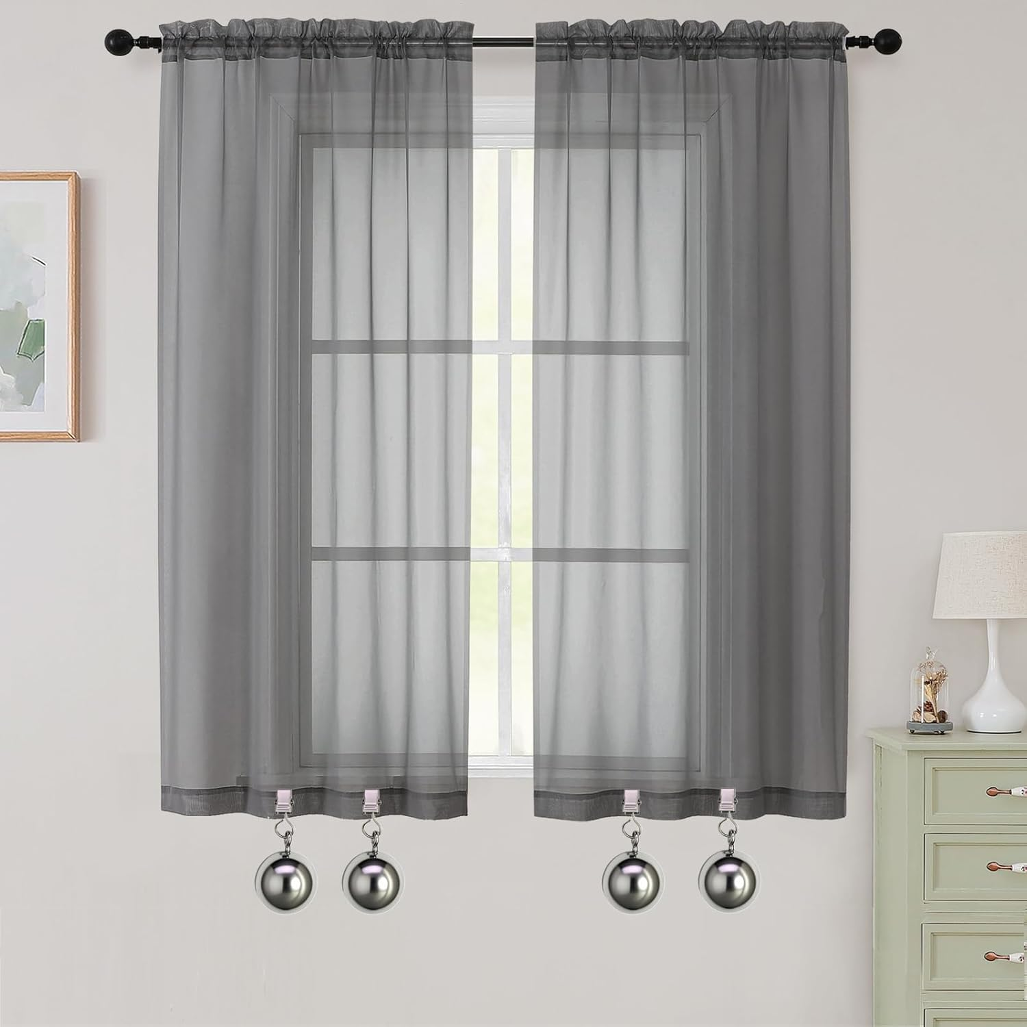 Freshfind 4 Pack Heavy Duty Tablecloth Weights Clips, 12Oz Stainless Steel Windproof Weights for Outdoor Picnic, Party, Camping, Ball Weights for Curtains, Flags, Table Covers - Silver image number 5