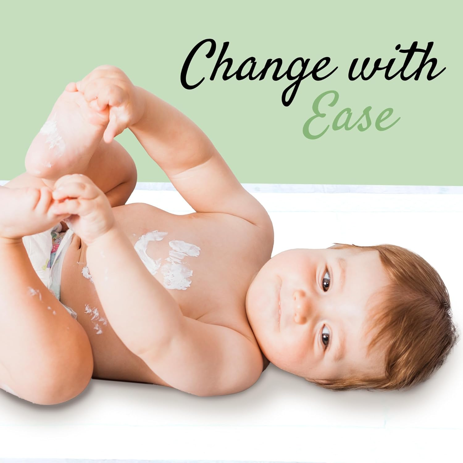 Disposable Changing Pads for Baby (50 Pack) Super Soft and Ultra Absorbent Baby Changing Pad - Leak Proof Diaper Changing Pads for Stress-Free Baby Diaper Changes - White - Green Elephant image number 2