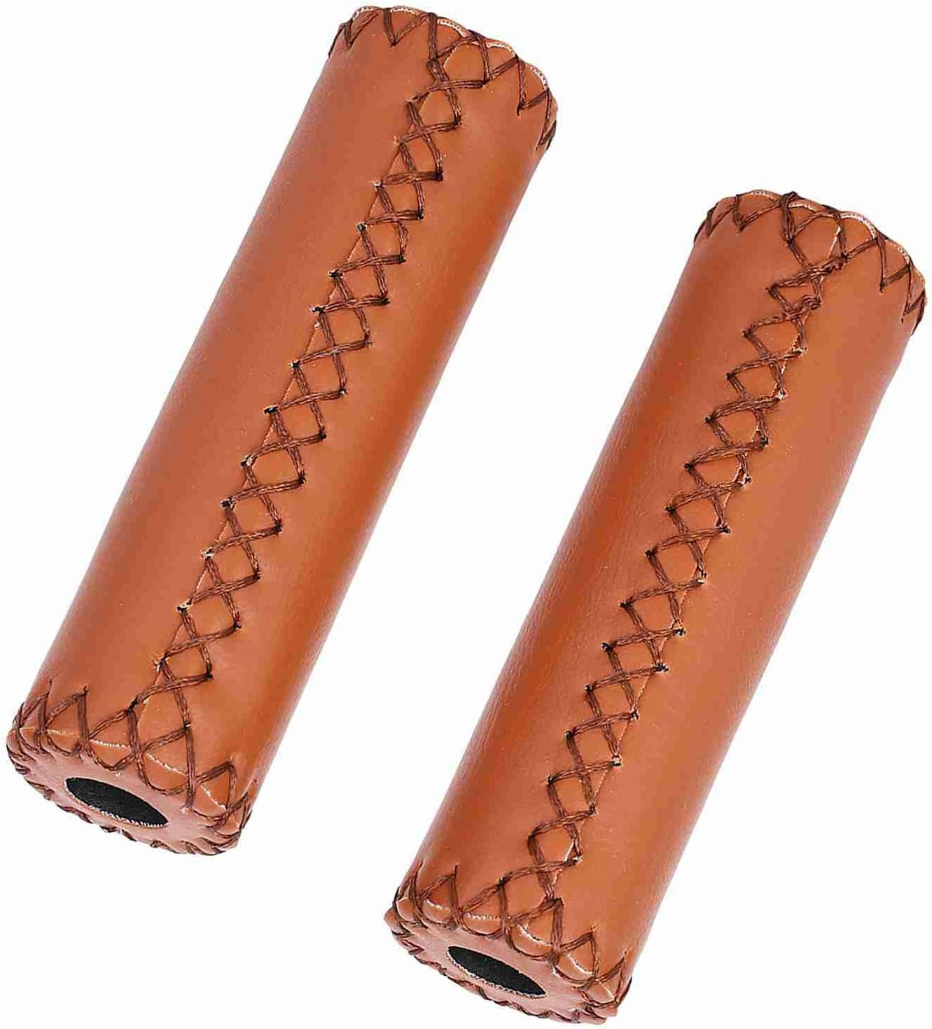 Handlebar Grips Three Color Retro Leather Bike Cover Grip for Uphill Riding