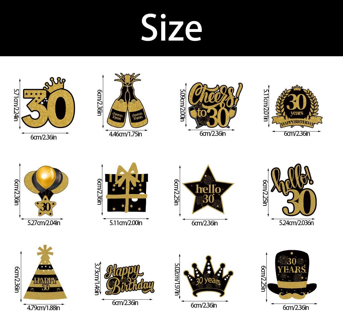 Black and Gold 30Th Birthday Party Decorations Happy Birthday Banner with Hanging Swirls and Cake Topper Ceiling Streamers Decor for Birthday Party Supplies (30Th) image number 4