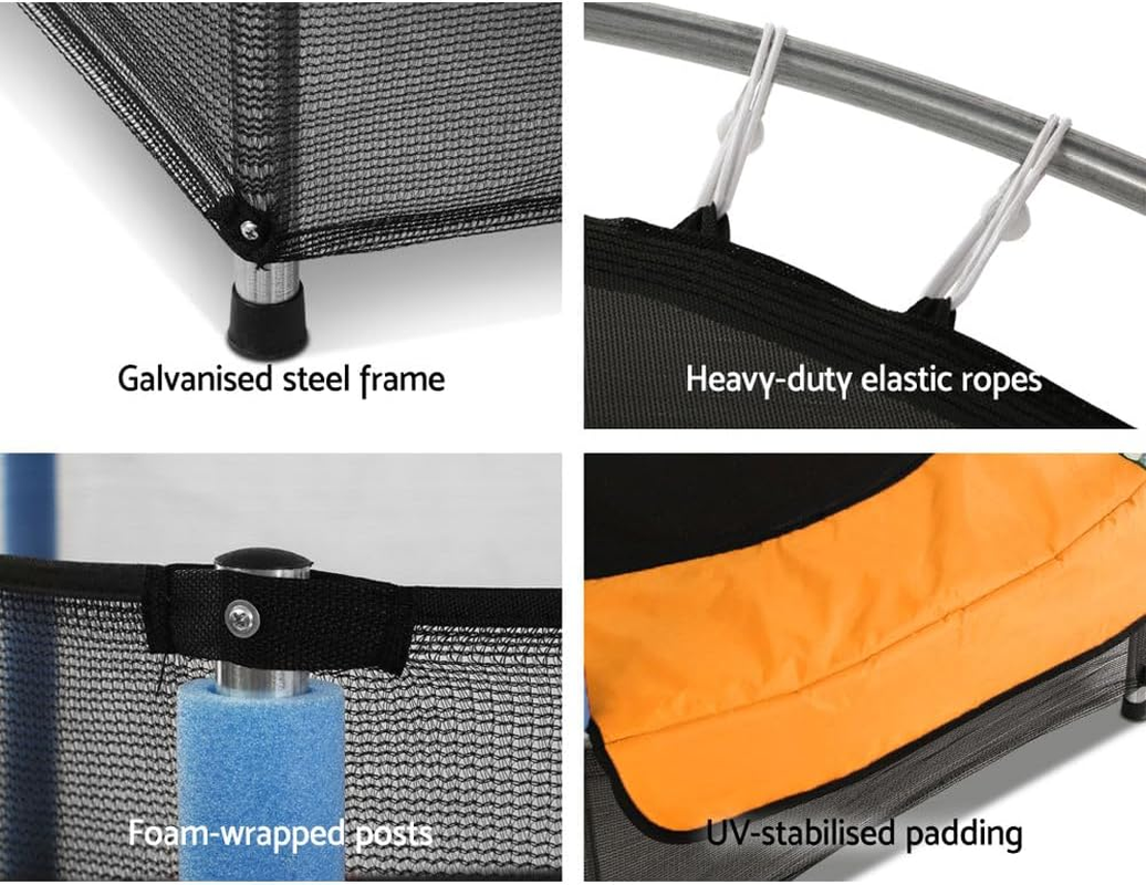 Everfit Trampoline for Kids Rebounder round Mini Trampolines, Outdoor Bouncing Children Gift, Step Ladder Enclosure Safety Net Cover Family Christmas Birthday - Multi-Coloured 4.5Ft image number 5