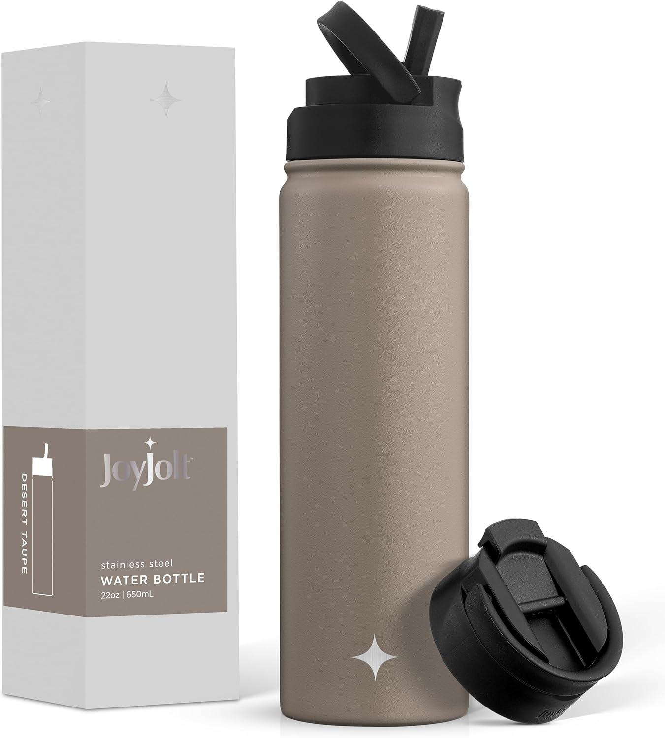 Joyjolt Triple Insulated Water Bottle with Straw Lid and Flip Lid! 32Oz Large Water Bottle, 12 Hour Hot/Cold Vacuum Insulated Stainless Steel Bottle. Bpa-Free Leakproof Water Bottles - Thermos Bottle