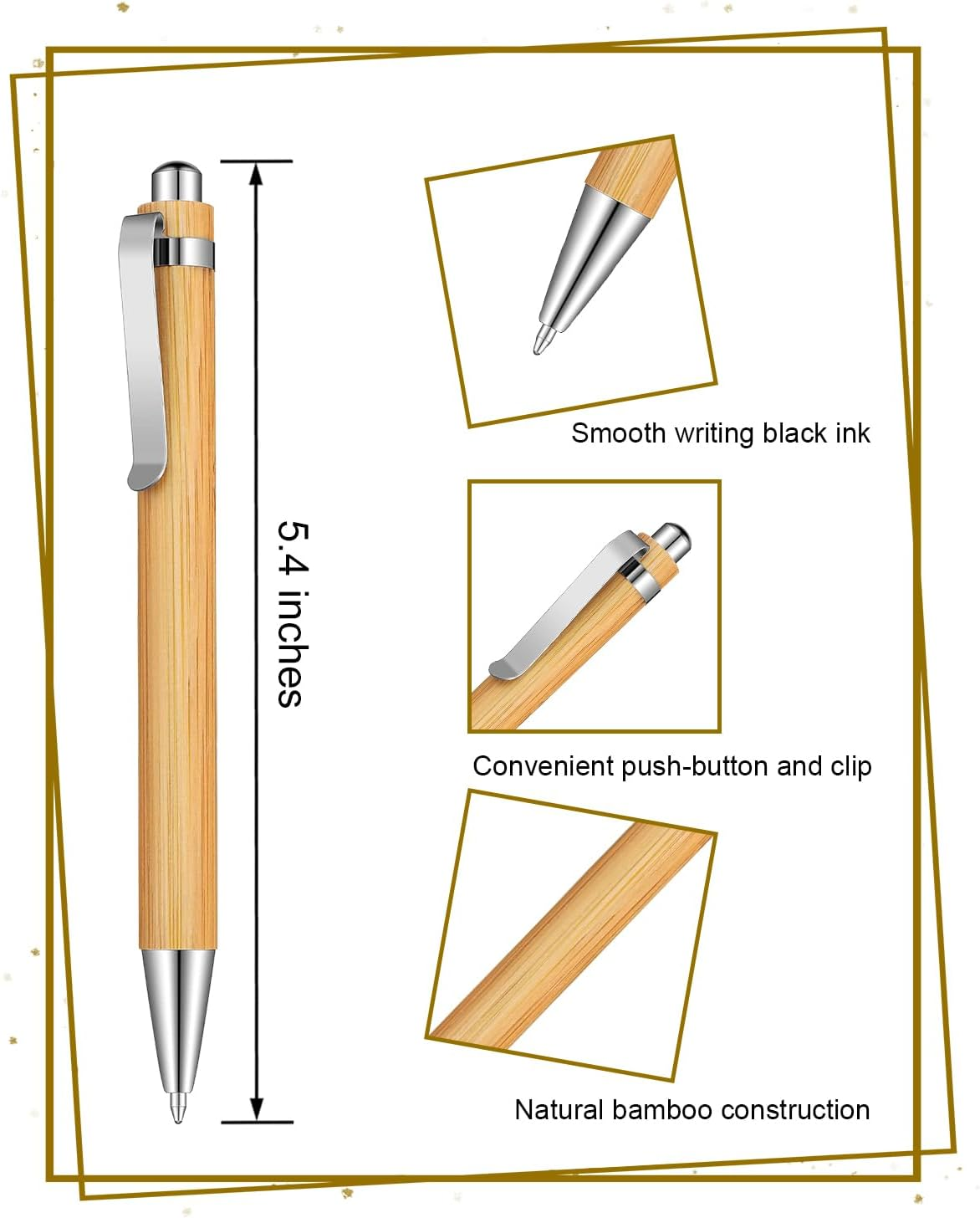 Bamboo Pens Bulk Wooden Bamboo Pens Engraving Wooden Ballpoint Pen Customizable Gift Pen Bulk 50Pcs