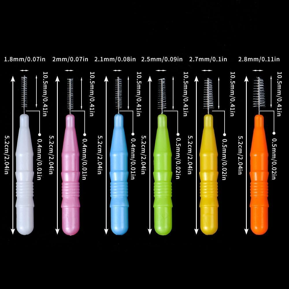 120 Pcs Interdental Brush, Betterjonny Soft Dental Floss Brushes Toothpick Tooth Flossing Head Oral Dental Hygiene Brush Braces Dental Brush Tooth Cleaning Tools 6 Colors image number 1