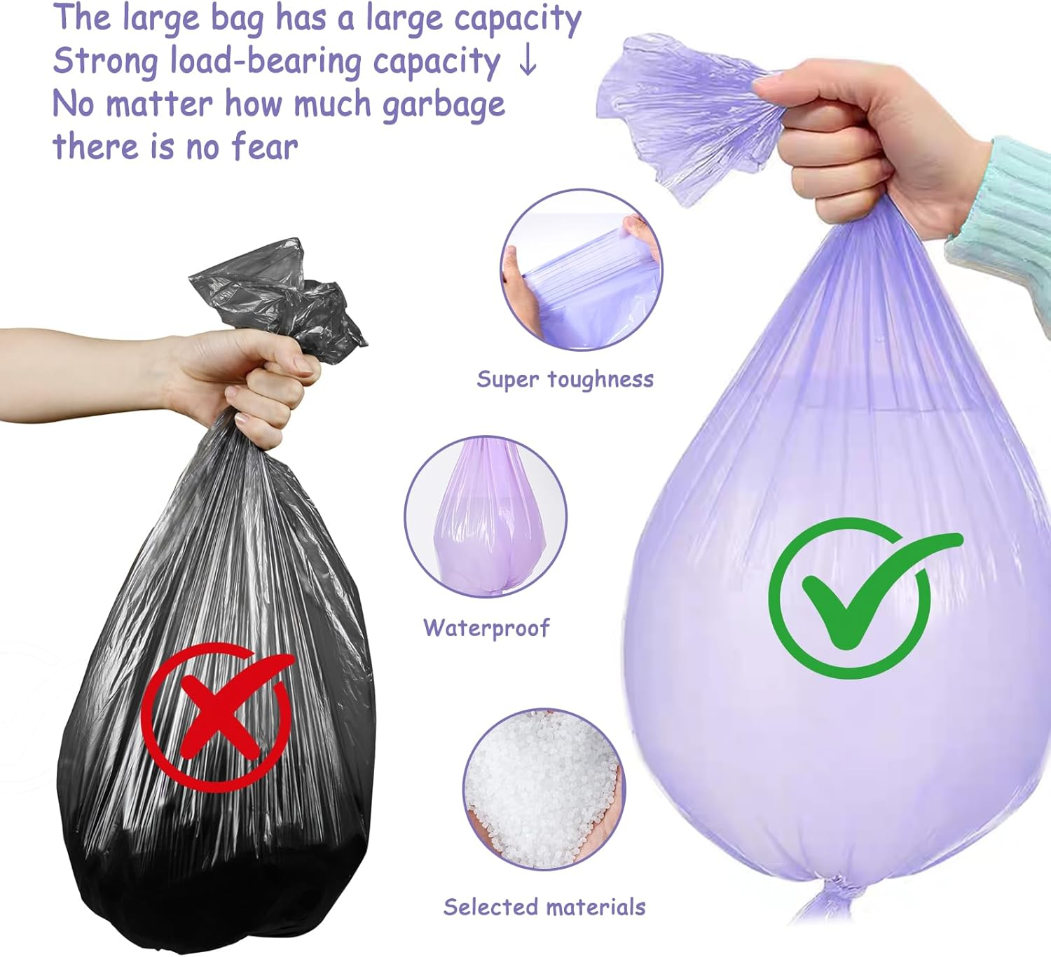 Diaper Pail Refill Bags Compatible with Korbell 16L Nappy Disposal Bin Liners &ndash; 10M per Bag, Odour & Bacteria Lock, Lightly Scented Powder Fresh, for Baby & Adult Use, Purple(4Pc) - 4Pc Purple image number 2
