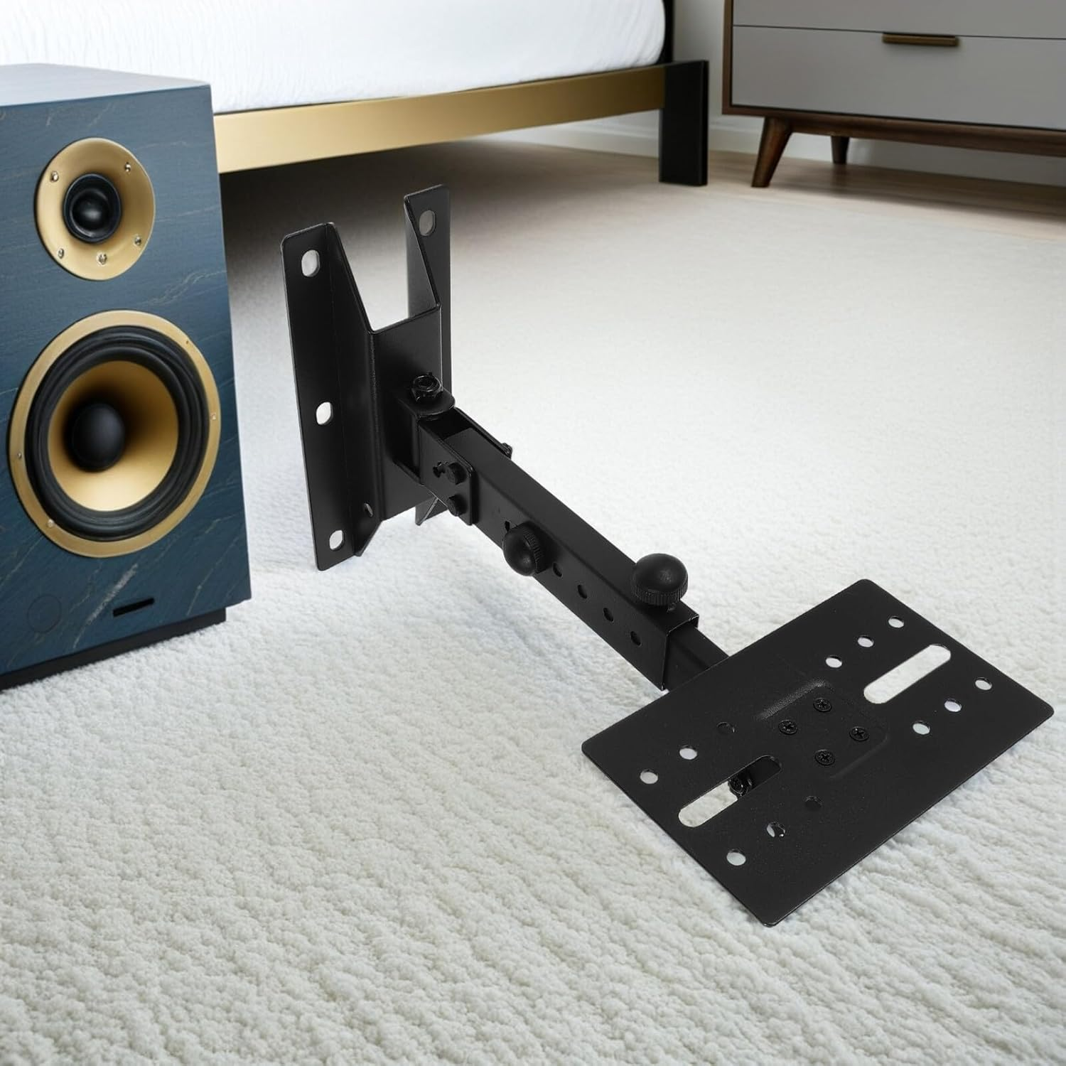 Heavy Duty Adjustable Speaker Wall Mount Bracket with Extendable Arm Metal Fixed Speaker Holder for Home Audio and Ktv for Stage and Surround Sound image number 2