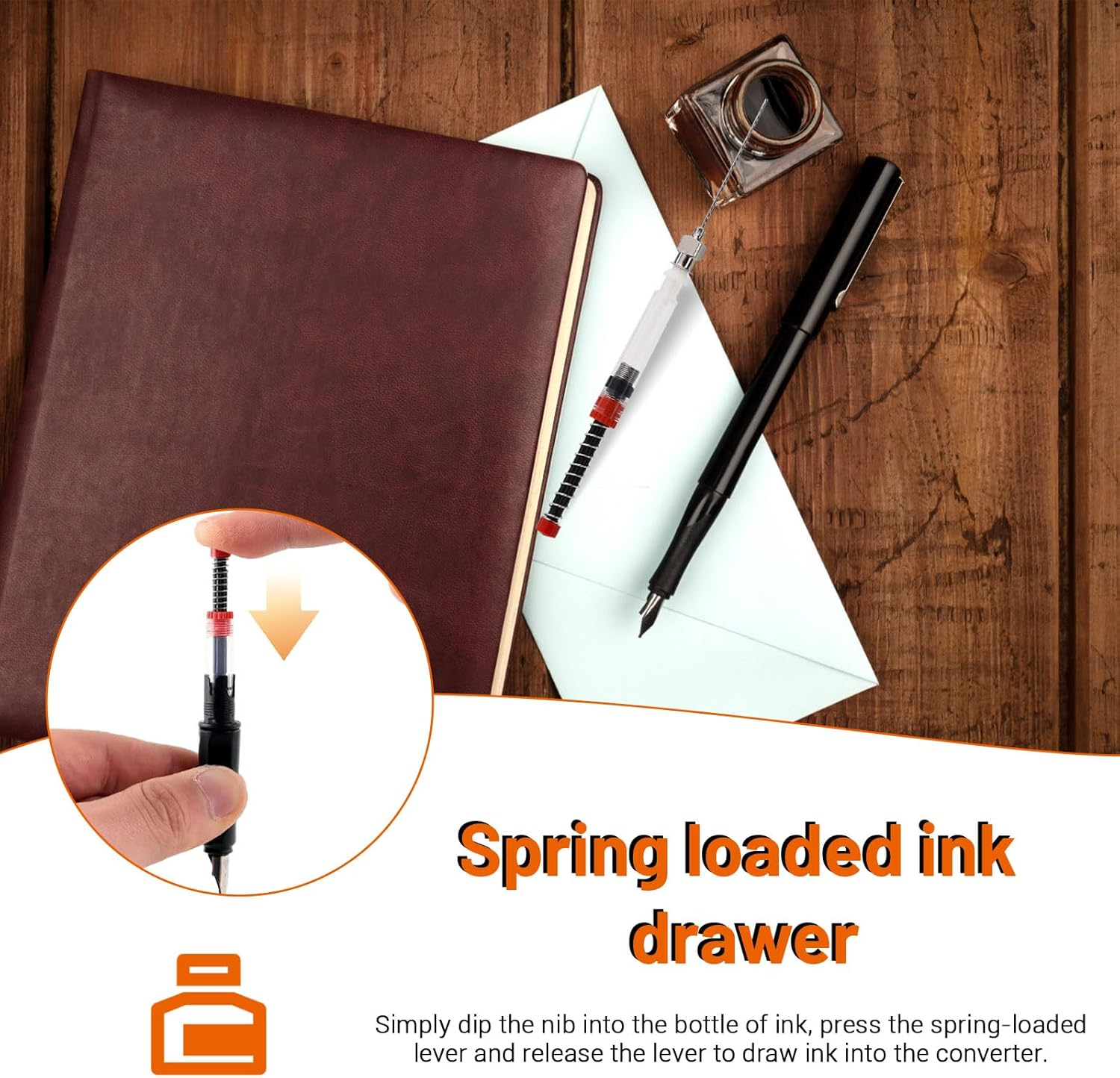 ASTIMESA 10 Pcs Fountain Pen Ink Syringe, Removable Blunt Syringe Fountain Pen, Elastic Spring Ink Filling Syringe Tool, Refill and Convert Pen Ink Converter Cartridges image number 5