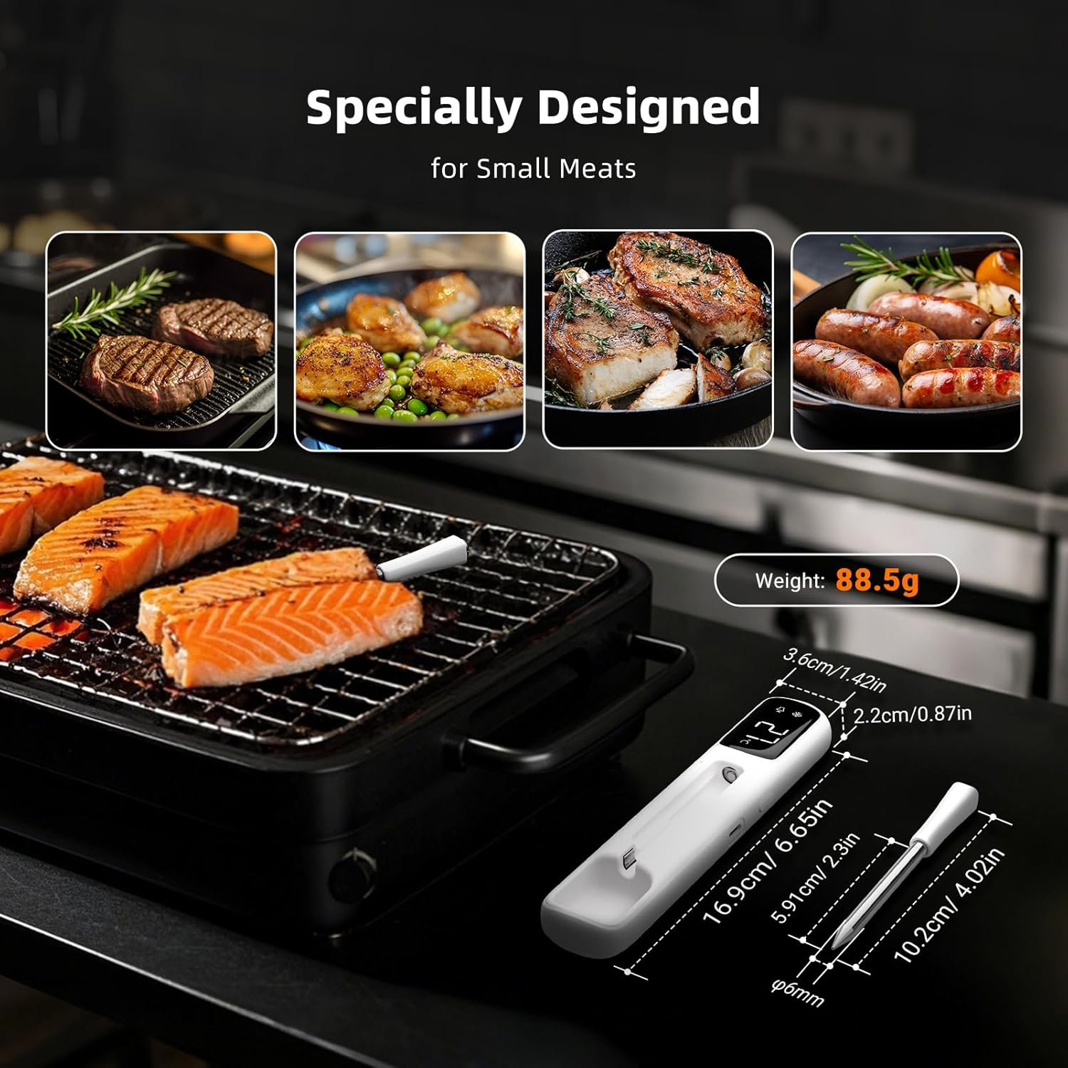 INKBIRD Mini Wireless Meat Thermometer INT-11I-B Bluetooth 5.4 BBQ Food Probe IP67 Waterproof LED Display for BBQ Grill Oven Smoker Outdoor Camping Kitchen image number 5