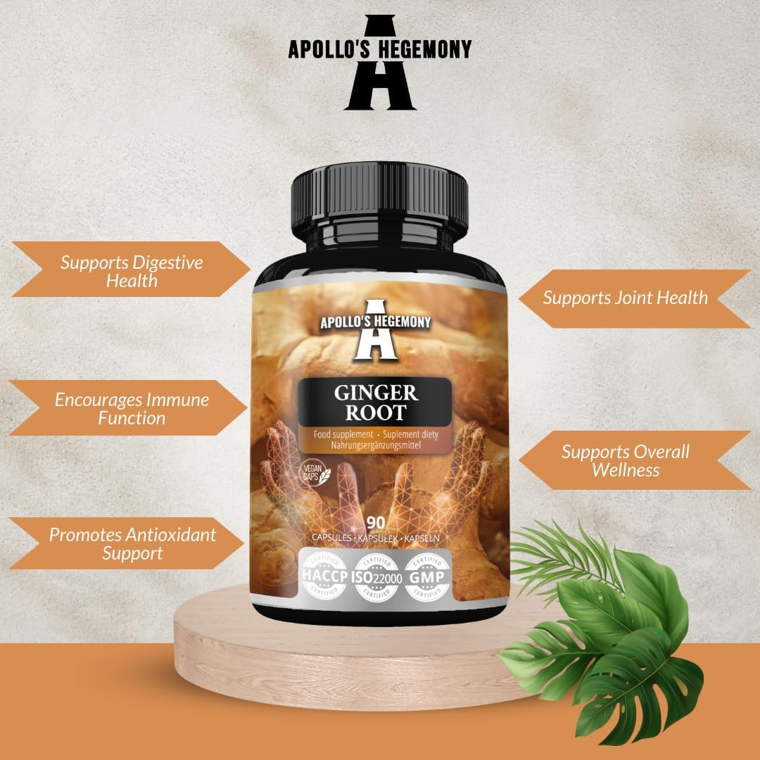Ginger Root 500 Mg, Extract Contains 5% Gingerols, 90 Vegan Capsules, 3 Months Supply, Ginger Herbal Supplements - by Apollo'S Hegemony image number 2
