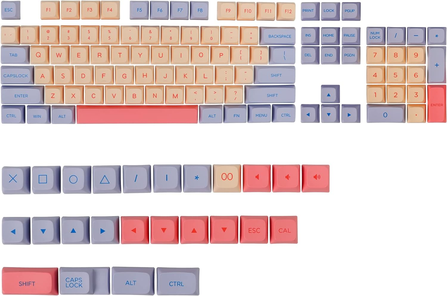 Fogruaden PBT Keycaps 132 Keys Marshmallow Set, XDA Profile, Dye-Sublimation Cute for Cherry Gateron MX Switches Mechanical Keyboard image number 2