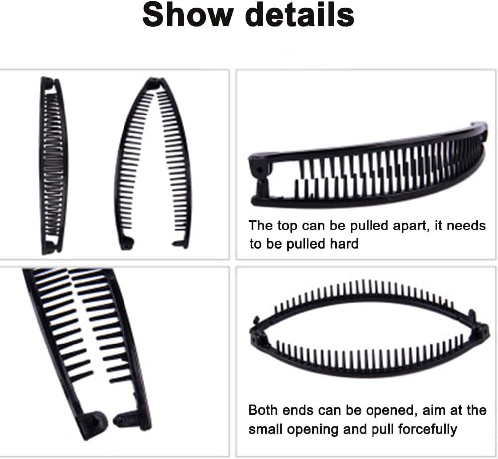 Black and Brown Hair Claws Vintage Combs Tool for Thick Curly Hair Long Hair Clips Banana Hair Comb Fish Handle Slide Hair Clips Claws Set for Women Accessories image number 3
