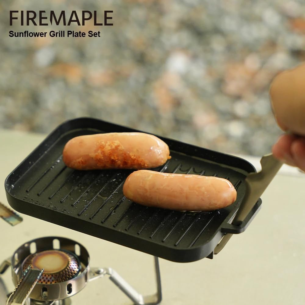 Fire-Maple Sunflower Camping Griddle Plate with Stainless Steel Tongs Compact Aluminium Alloy Mini Grill Pan Set - Portable Gas Heating Kit for Outdoor and Indoor Use image number 3