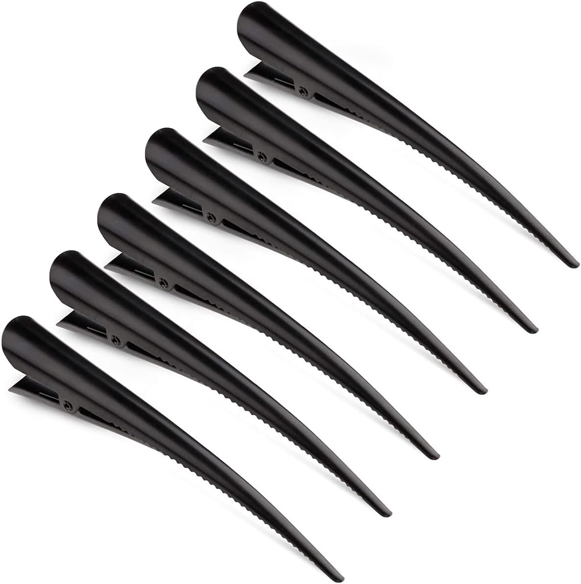 6Pcs Duckbill Hair Clips with Teeth - Non-Slip Alligator Hair Barrettes - Metal Alligator Clips for Hair Styling - Sectioning Clips Duckbill Hair Clips,Durable Alligator Hair Clip (Black) image number 3
