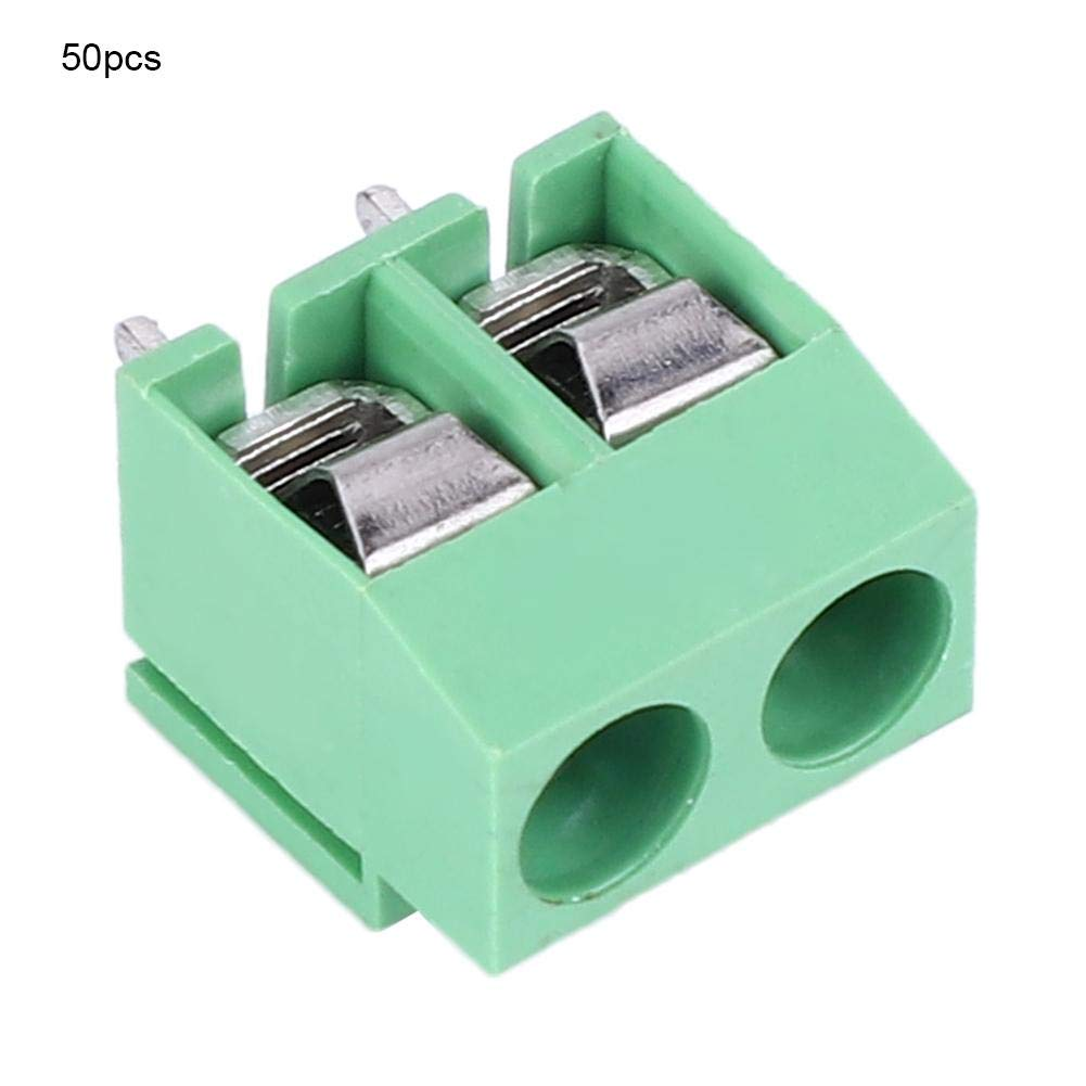50PCS Terminal Block 2 Pin 5Mm Pitch PCB Circuit Board Mount Terminal Block 26-14AWG Wiring Connector image number 3