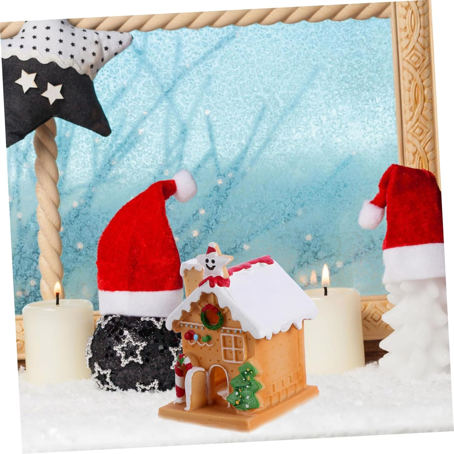 Glowing Igloo Christmas Cake Decor Xmas Party Cake Ornament Resin House Adornment for Festive Displays for Table Centerpiece and Holiday Celebrations image number 5