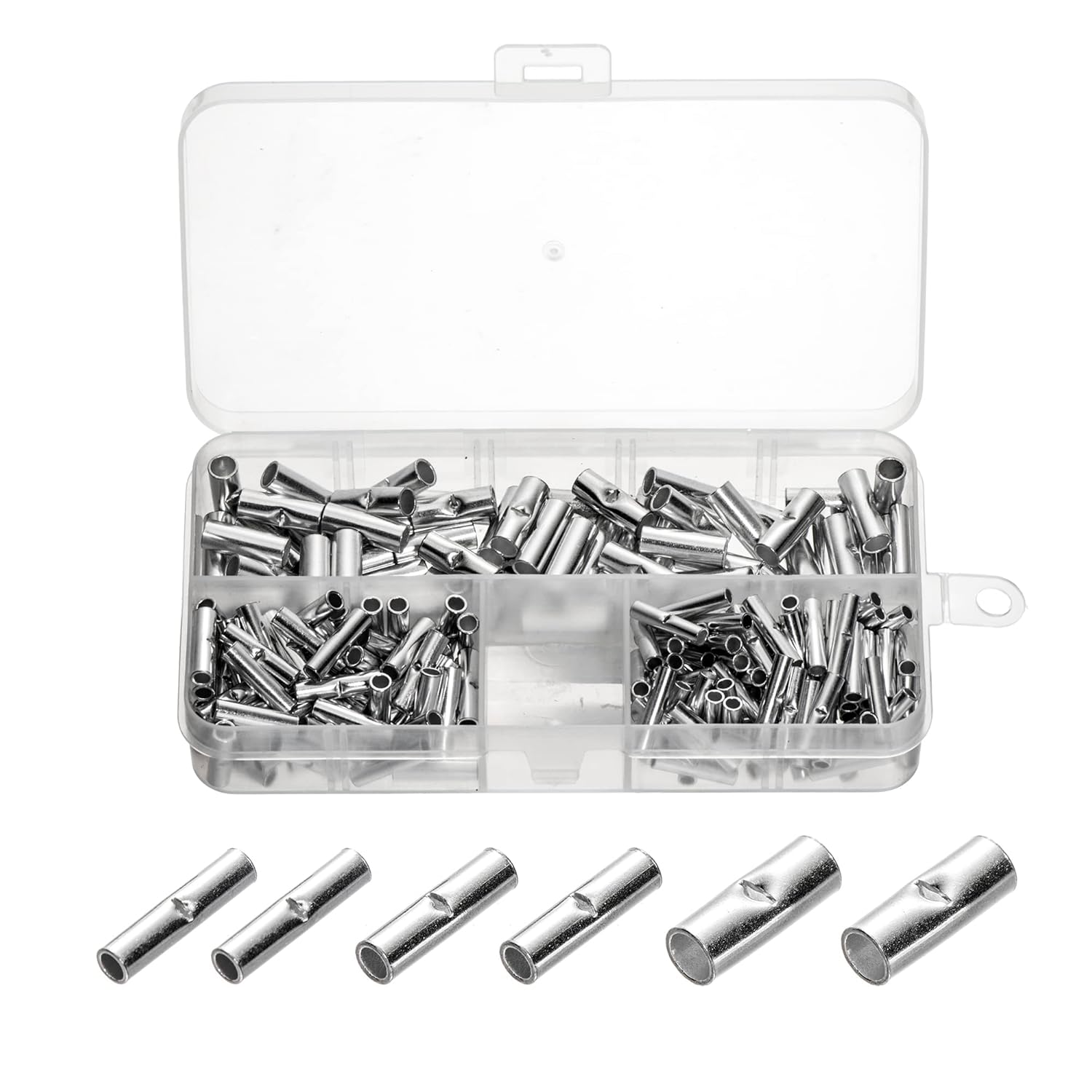 200Pcs Non Insulated Butt Connectors and Wire Splice Kit 22-10 Awg,Electrical Wire Seamless Uninsulated Connectors Crimp Ferrule Terminals image number 1