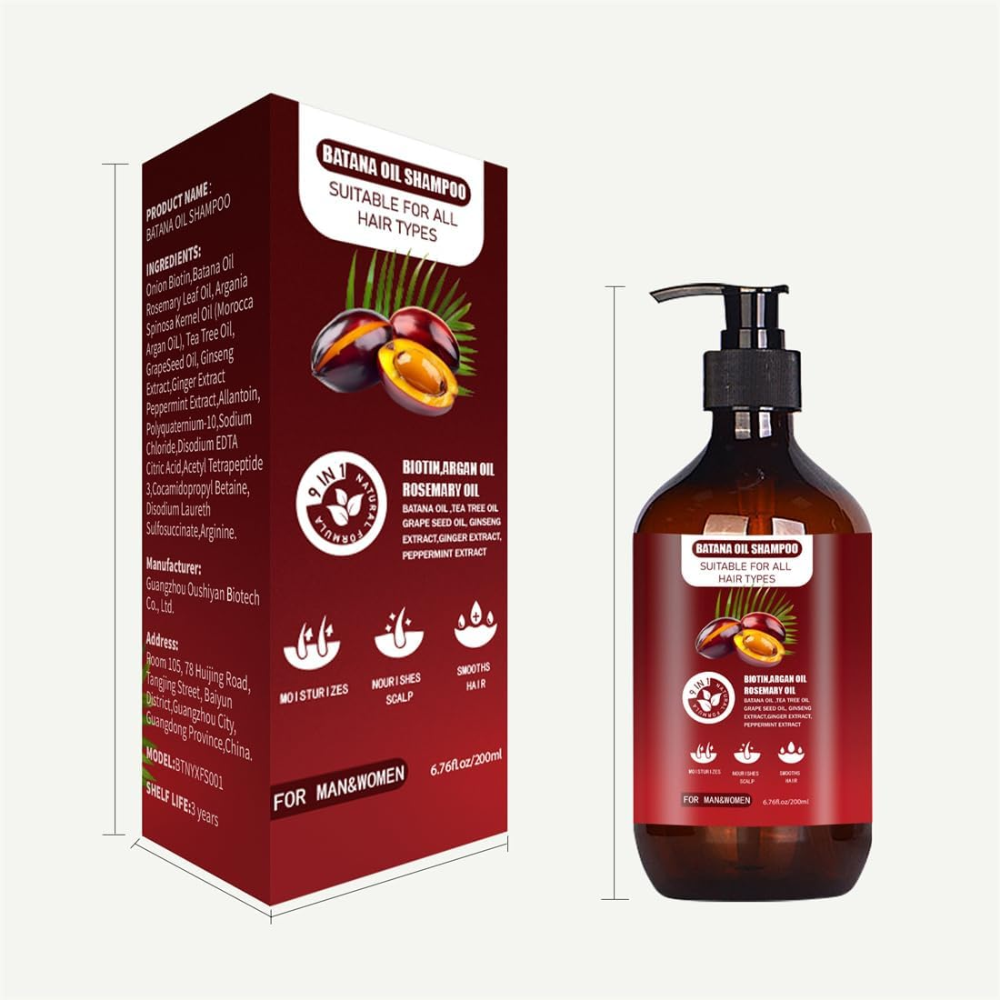 Ba-Tana Oil Hair Growth Shampoo, Natural Hair Loss Shampoo for Thinning Hair for Women and Men, Thickening Hair Treatment & Regrowth, Daily Hair Care at Home image number 1