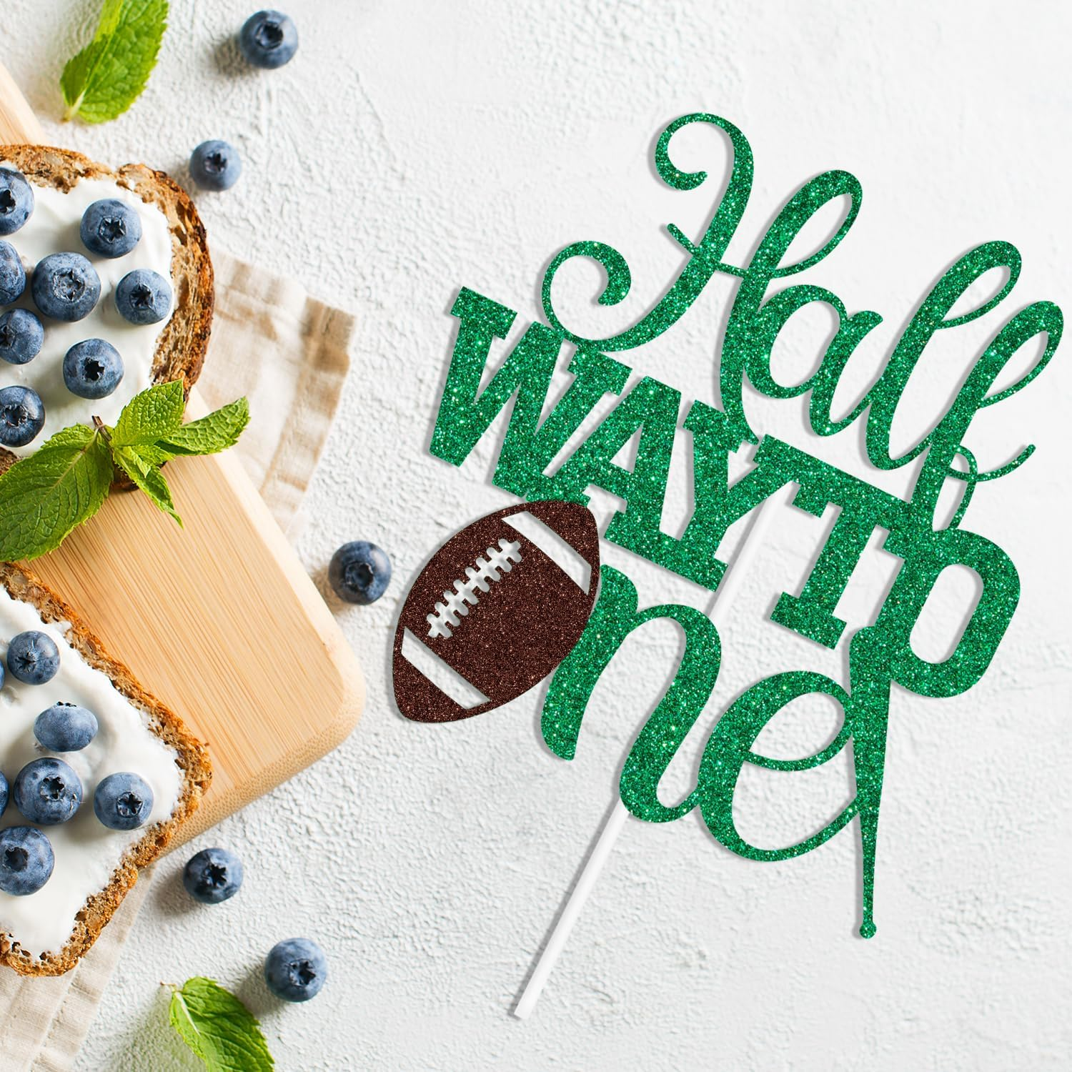 Green Glitter Half Way to One Cake Topper, It'S My 1/2 Birthday/1/2 Way to One, Soccer Football Themed Baby'S 6 Months Birthday Party Decorations for Baby Boys Girls image number 4