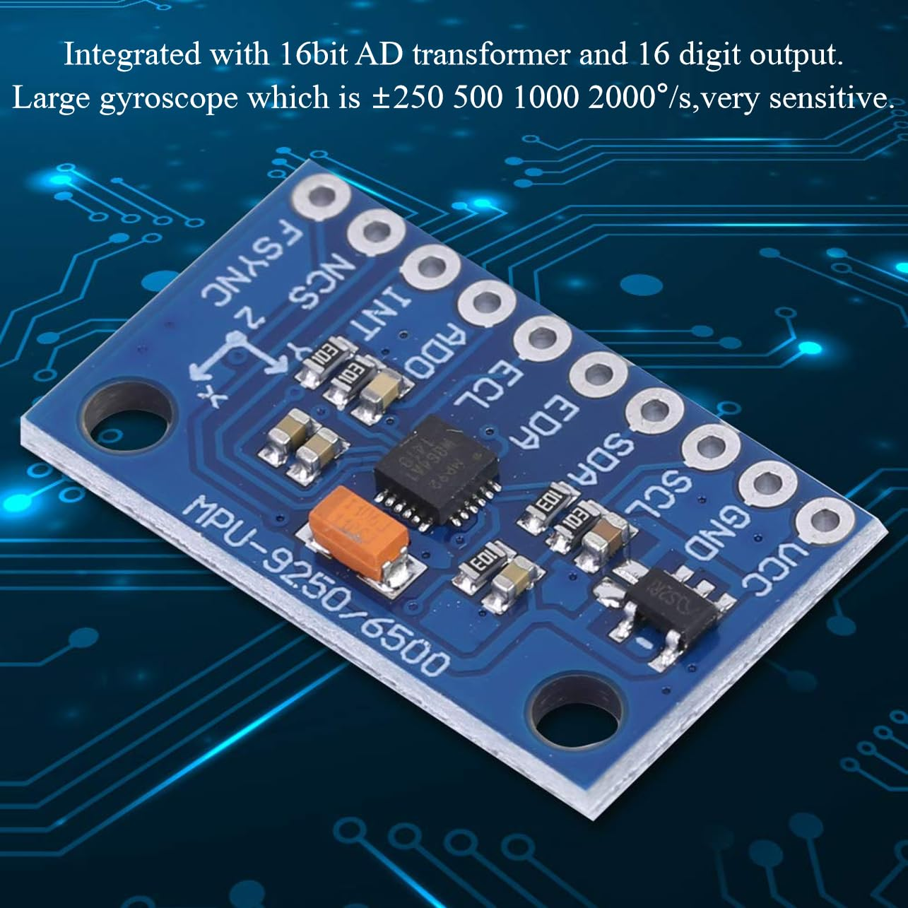MPU 9250 9 Axle 16 Bit Gyroscope Acceleration Magnetic Sensor 3~5V for Accurate Measuring, GY9250 High Precision Magnetometer Sensor,16 Bit Output Gyroscope Accelerometer Combo image number 1