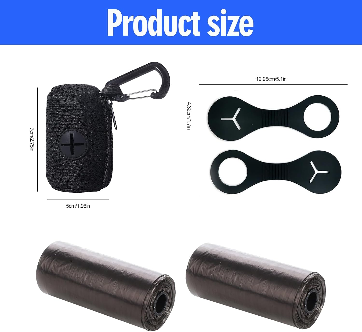 5 Pcs Dog Poop Bags, Dog Poop Bag Holder, Dog Poo Bags Silicone Handle, Pet Dog Poop Bag Dispenser, Pet Cleaning Supplies, for Leash Accessories image number 3