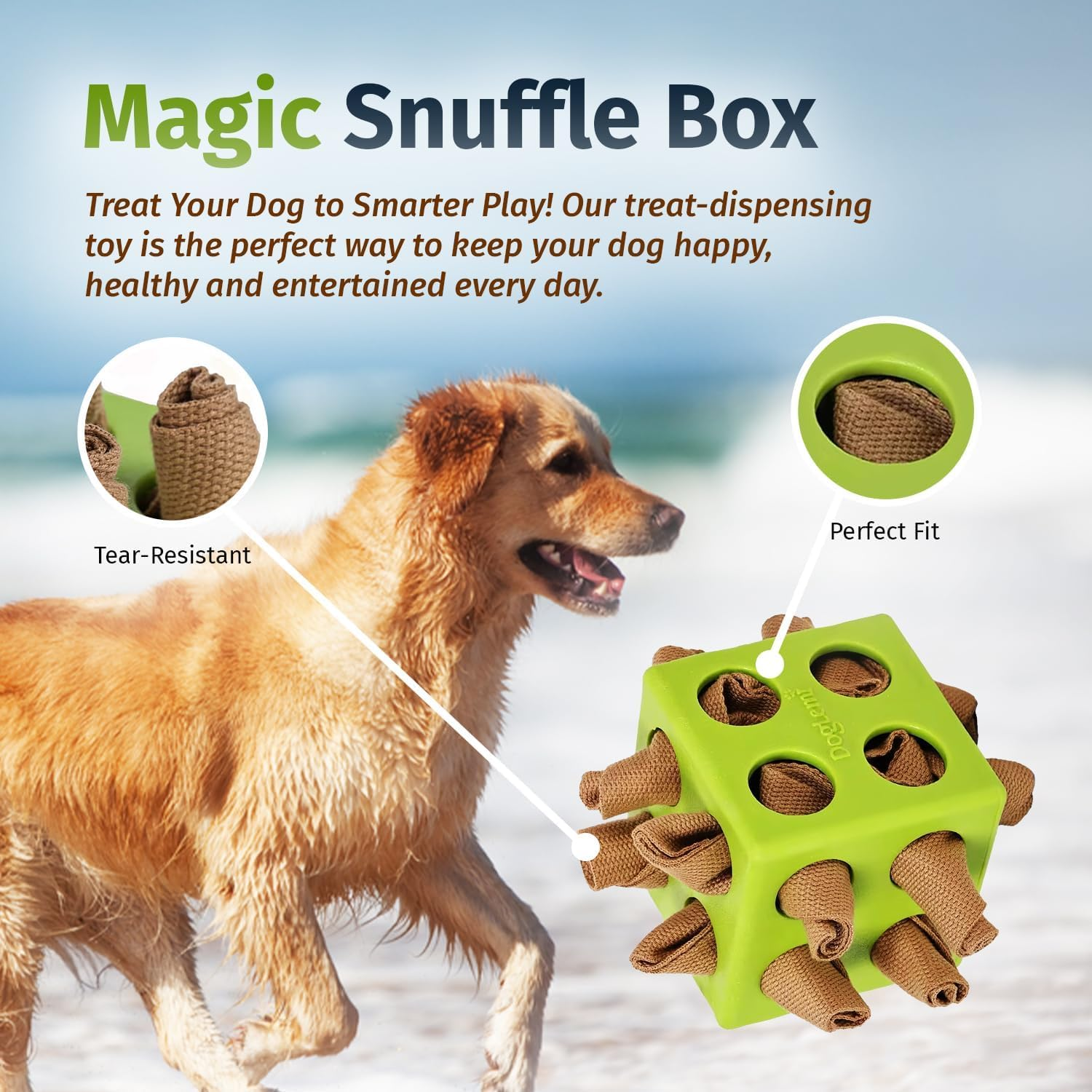 Interactive Dog Puzzle Toy, Snuffle Cube for Dogs Encourages Stimulation & Foraging Skills - Treat-Hiding Rope for Aggressive Chewers, Slow Feeder Training for Small, Medium, Large Dogs (Yellow) image number 3