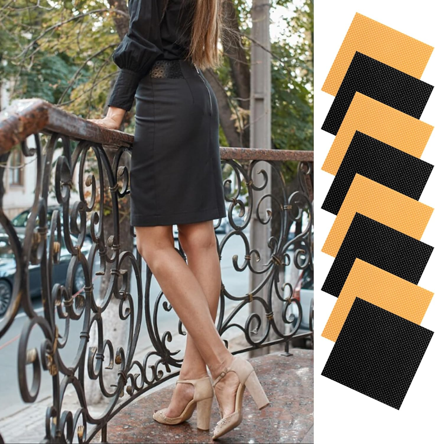 8 Pcs High Heels Patch, Square High Heel Replacement Tips Black Heels Caps, Boot Replacement Shoe Repair Patch for Tread Pad Non Slip Heel Protectors