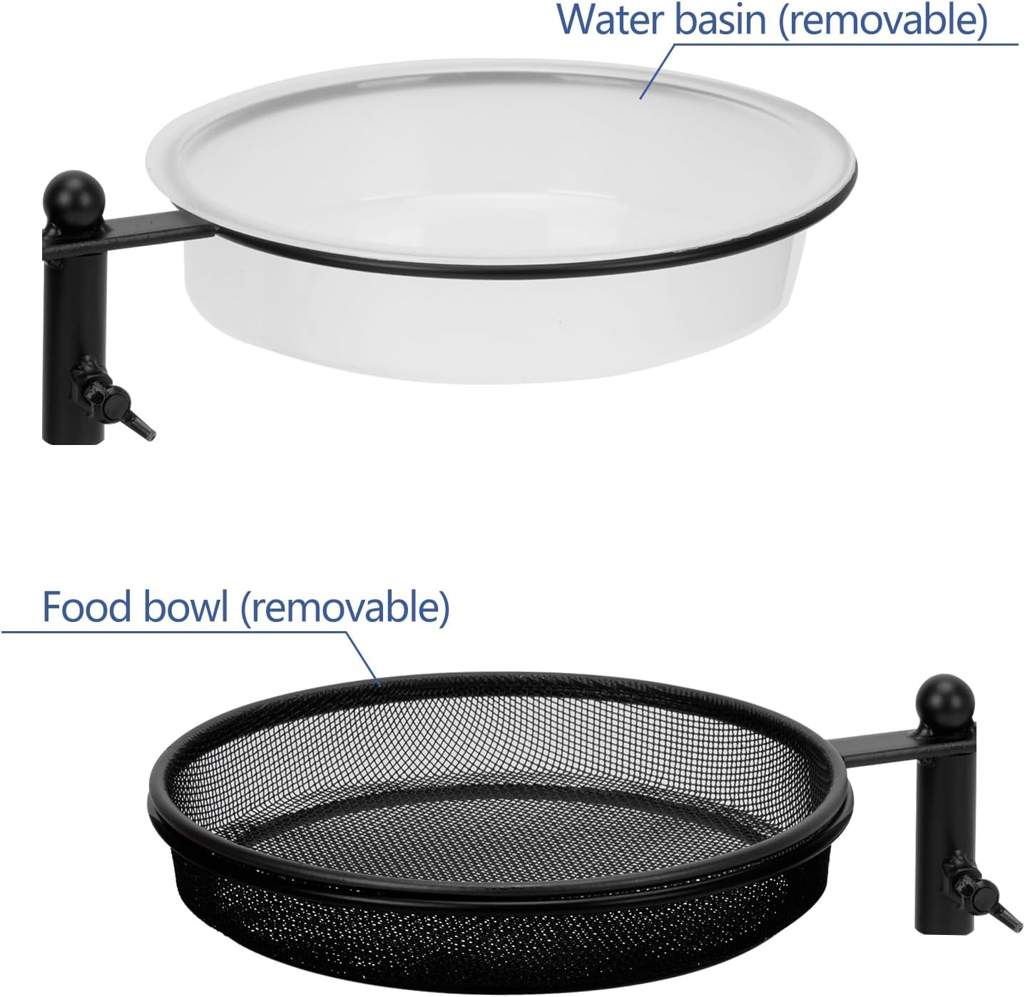 Mosegor 2 in 1 Bird Feeder Deck Mount, Bird Feeding Stand Detachable Bowl Wild Bird Water Food Container Station for Garden Yard Outdoor Balcony Decoration (Round2) image number 2
